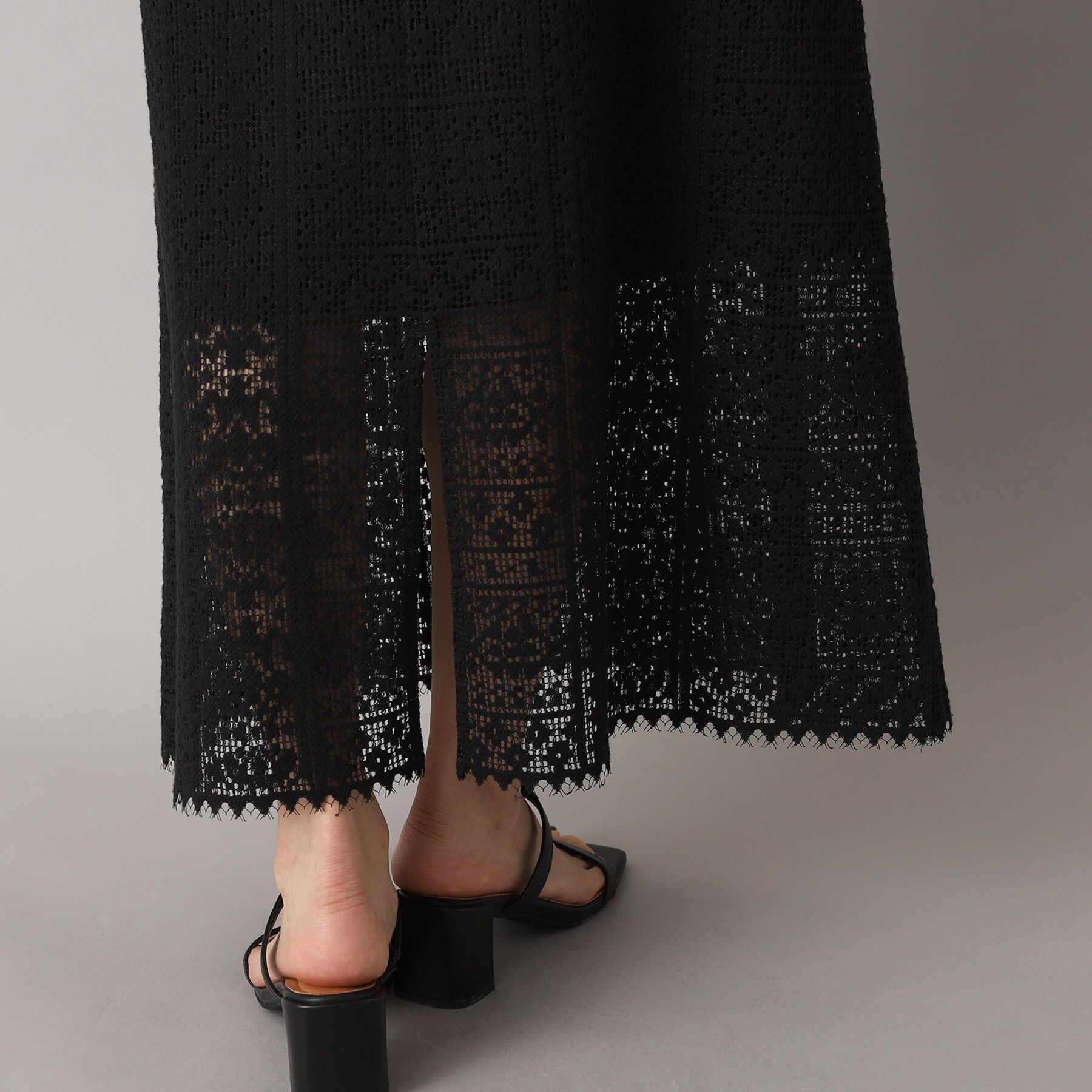 DRESSTERIOR「【後ろウエストゴム】オーガニックコットンブレンドレーススカート」|スカート|