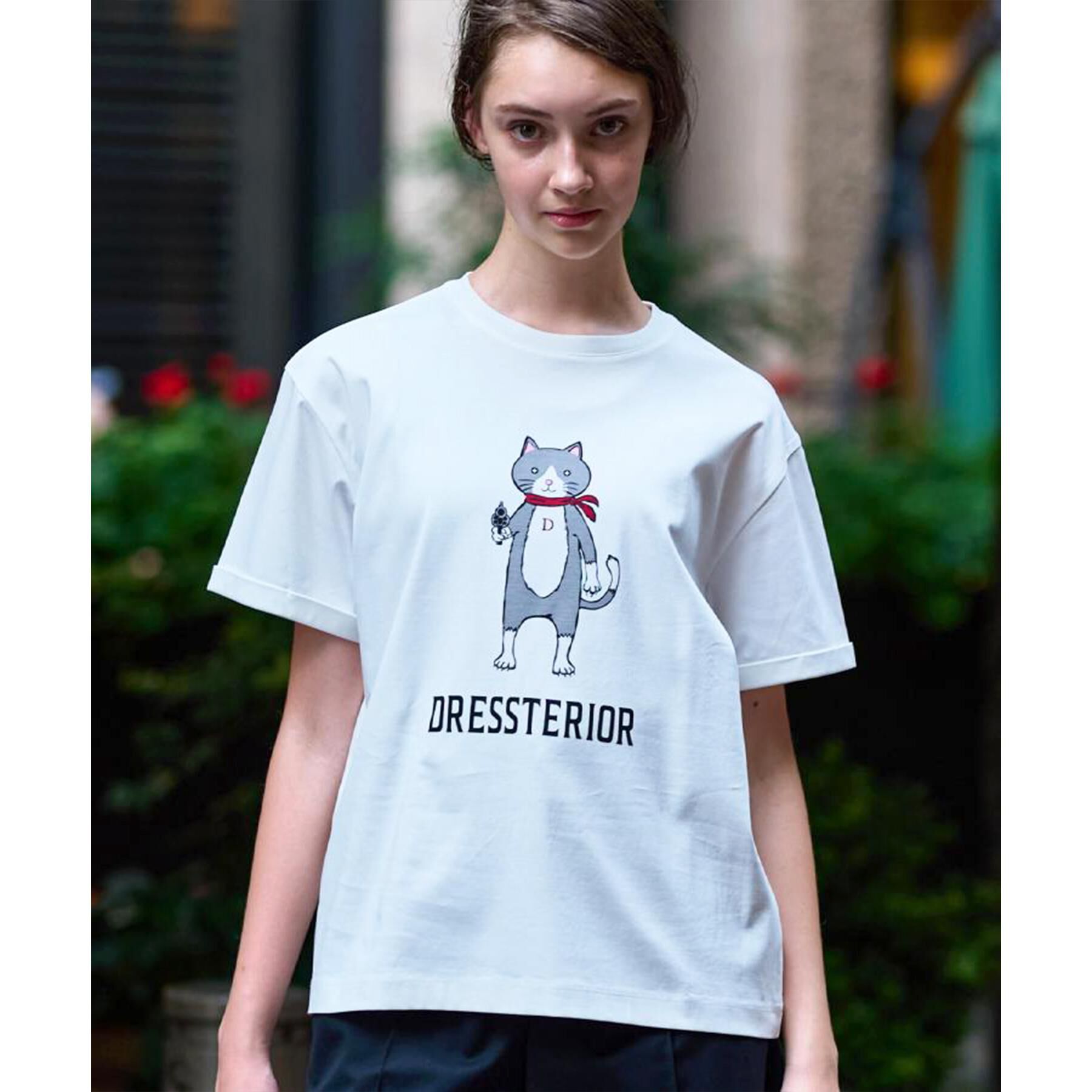 DRESSTERIOR「【接触冷感／抗菌防臭／消臭】アイスクリアコットンキャットTシャツ」|Tシャツ・カットソー|