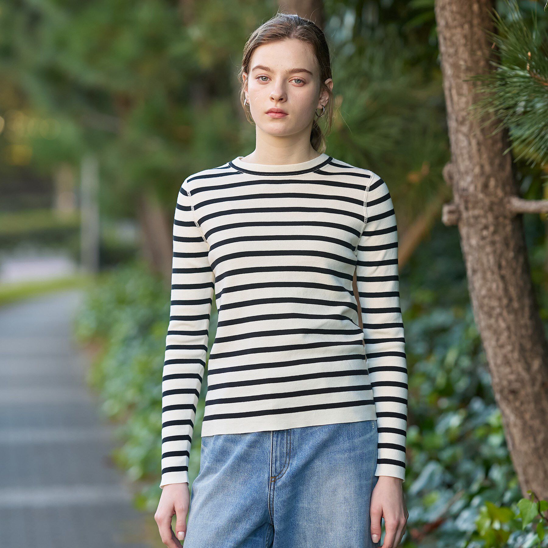 DRESSTERIOR「コットンフルニードルボーダー」|ニット・セーター|