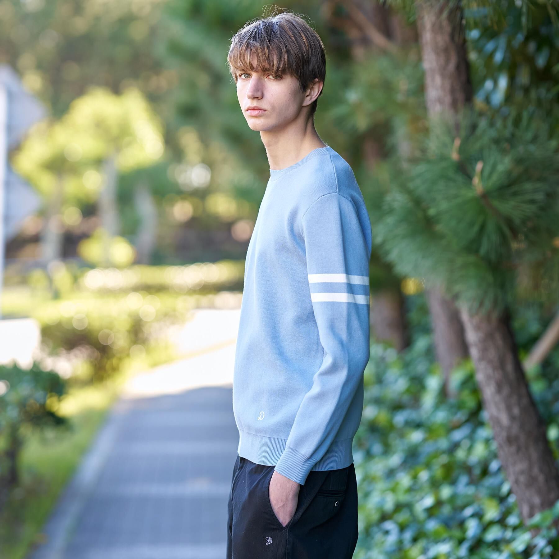 DRESSTERIOR「コットンスムース アームラインクルーネック」|ニット・セーター|