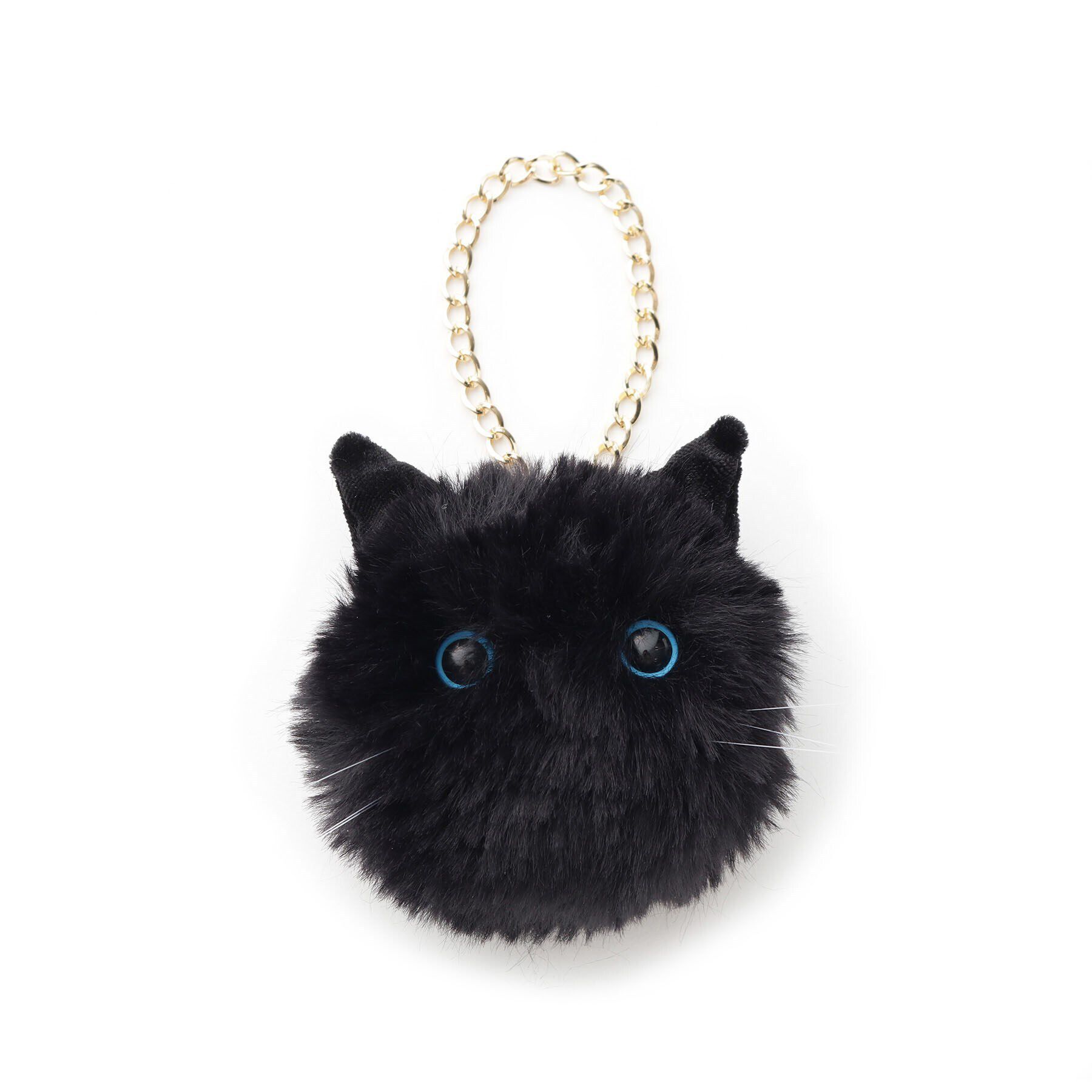 grove「【雑誌掲載】ふわふわネコフェイスバッグチャーム」|キーケース|ブラック(019)