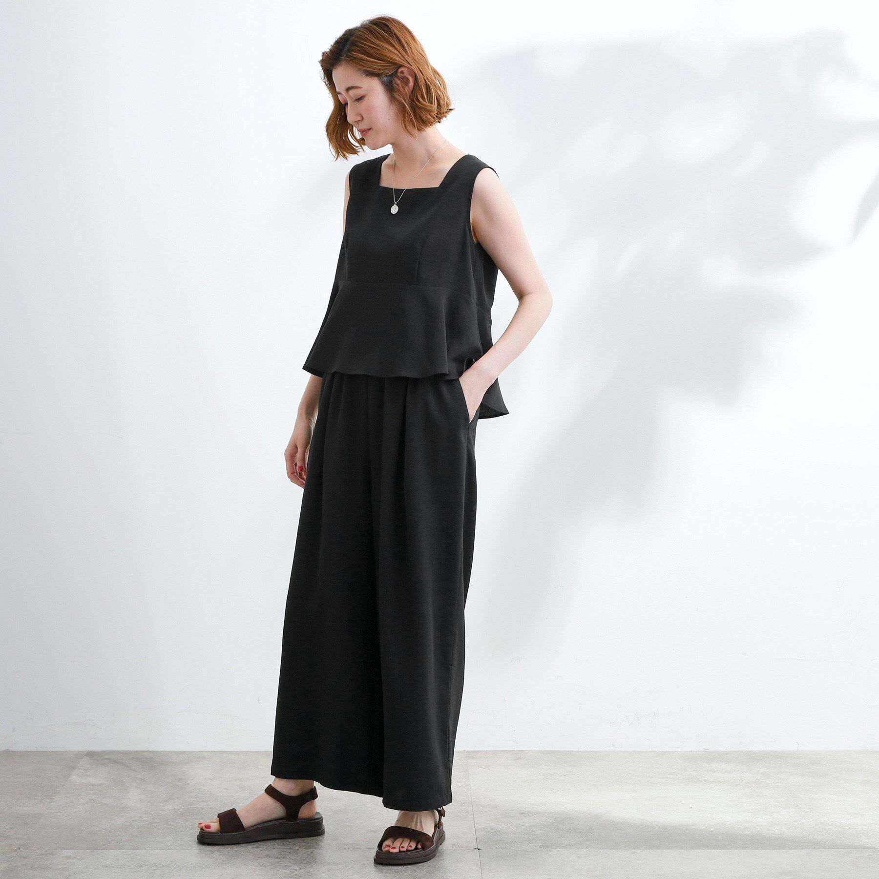 grove「1枚でお洒落見え ストライプドッキングサロペット」|オールインワン|