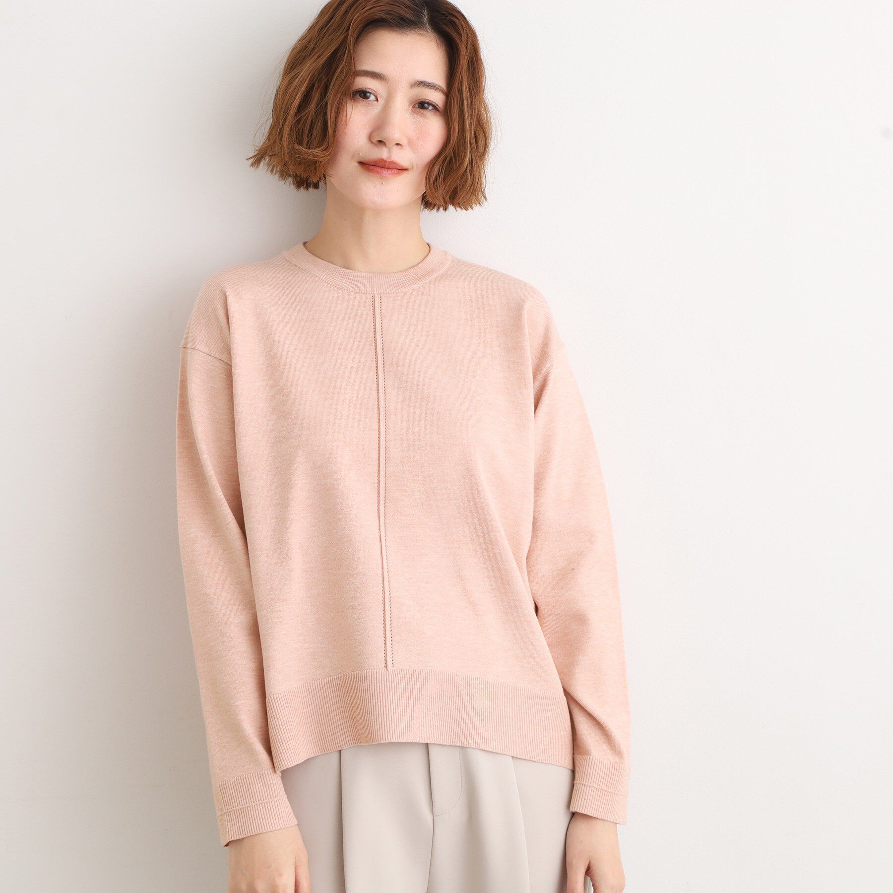 grove「【SETUP可能】冬から春まで心地よく　タック編みオーバーサイズニット」|ニット・セーター|ピンク(070)