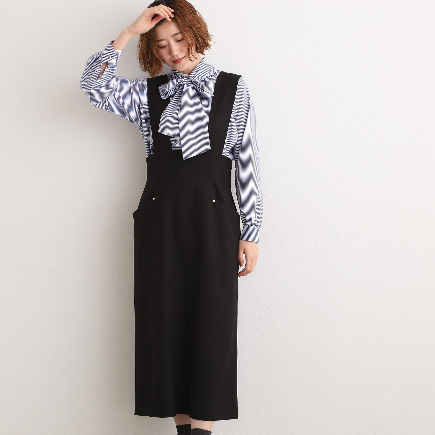 grove「【ウエストゴム】美シルエットなハイウエストサス付きスカート」|スカート|