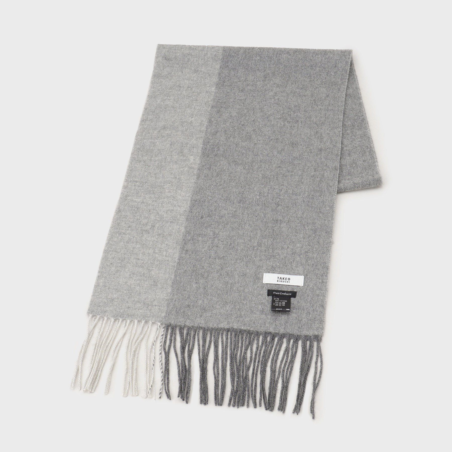 TAKEO KIKUCHI「【カシミヤ100%】パネル カシミヤマフラー」|ストール|グレー(012)