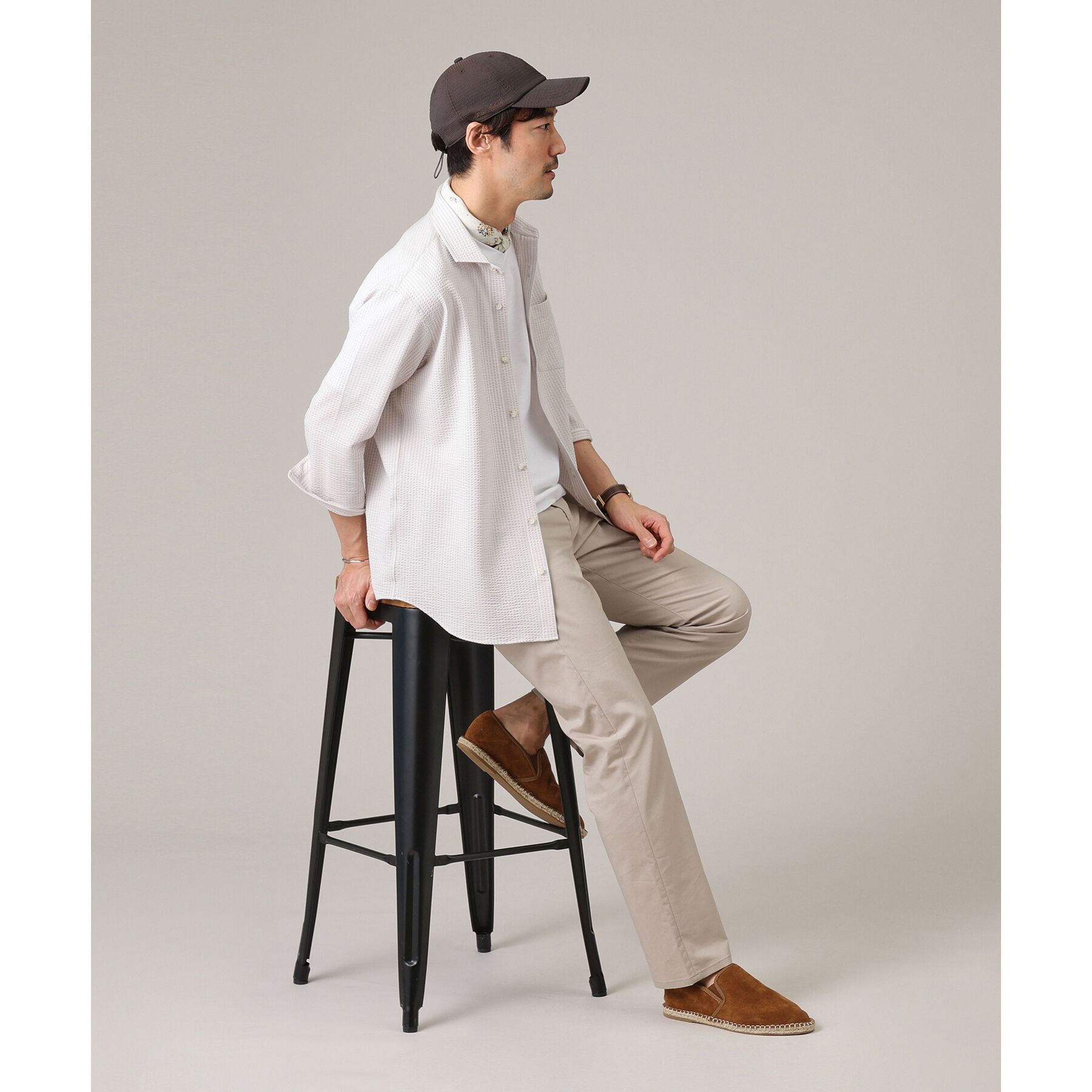 TAKEO KIKUCHI「【抗菌防臭／7分袖】サッカージャージ ストライプシャツ」|シャツ・ブラウス|