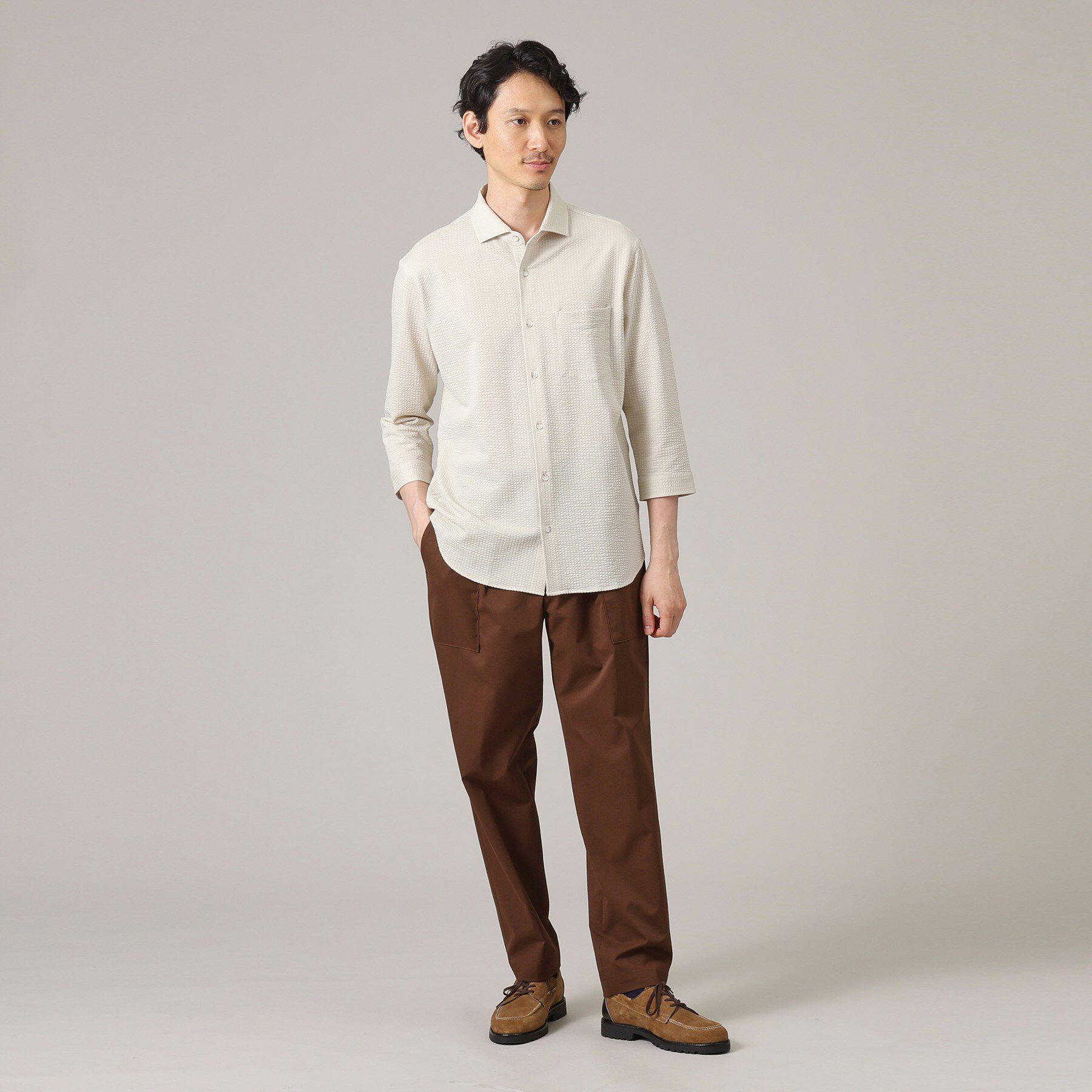 TAKEO KIKUCHI「【抗菌防臭／7分袖】サッカージャージ ストライプシャツ」|シャツ・ブラウス|