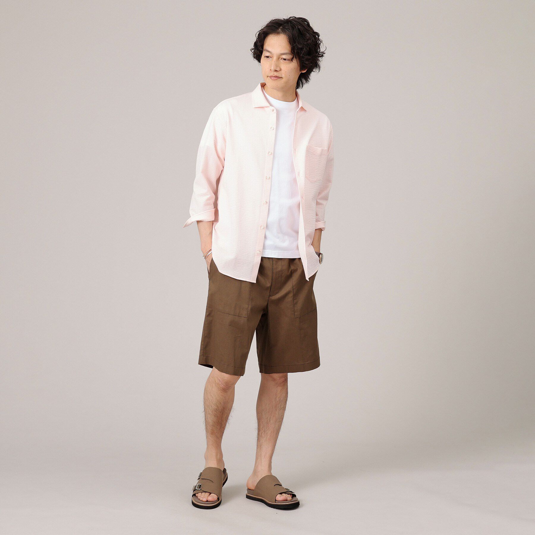 TAKEO KIKUCHI「【抗菌防臭／7分袖】サッカージャージ ストライプシャツ」|シャツ・ブラウス|