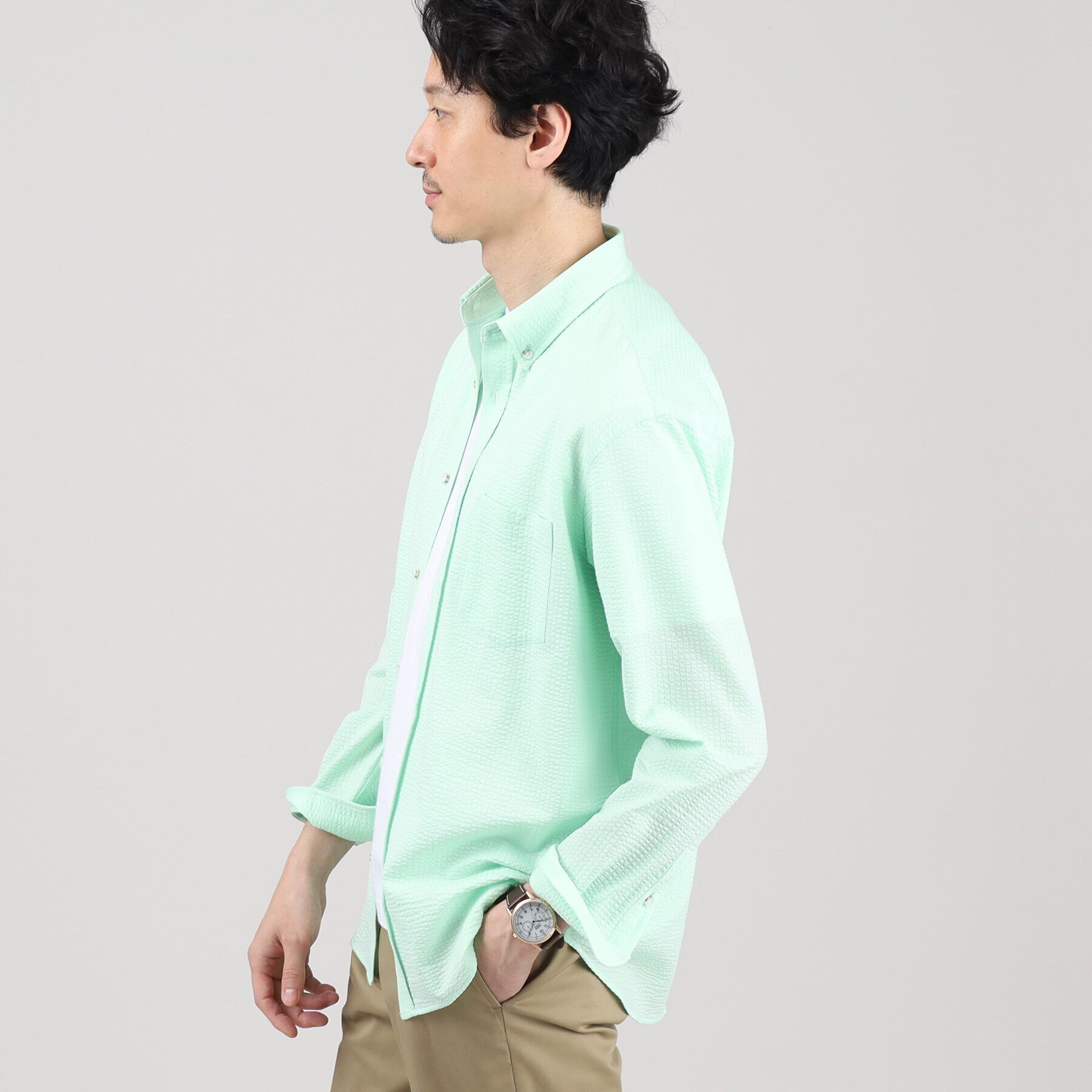 TAKEO KIKUCHI「【抗菌防臭/シーズンレス】シアサッカー ジャージシャツ」|シャツ・ブラウス|