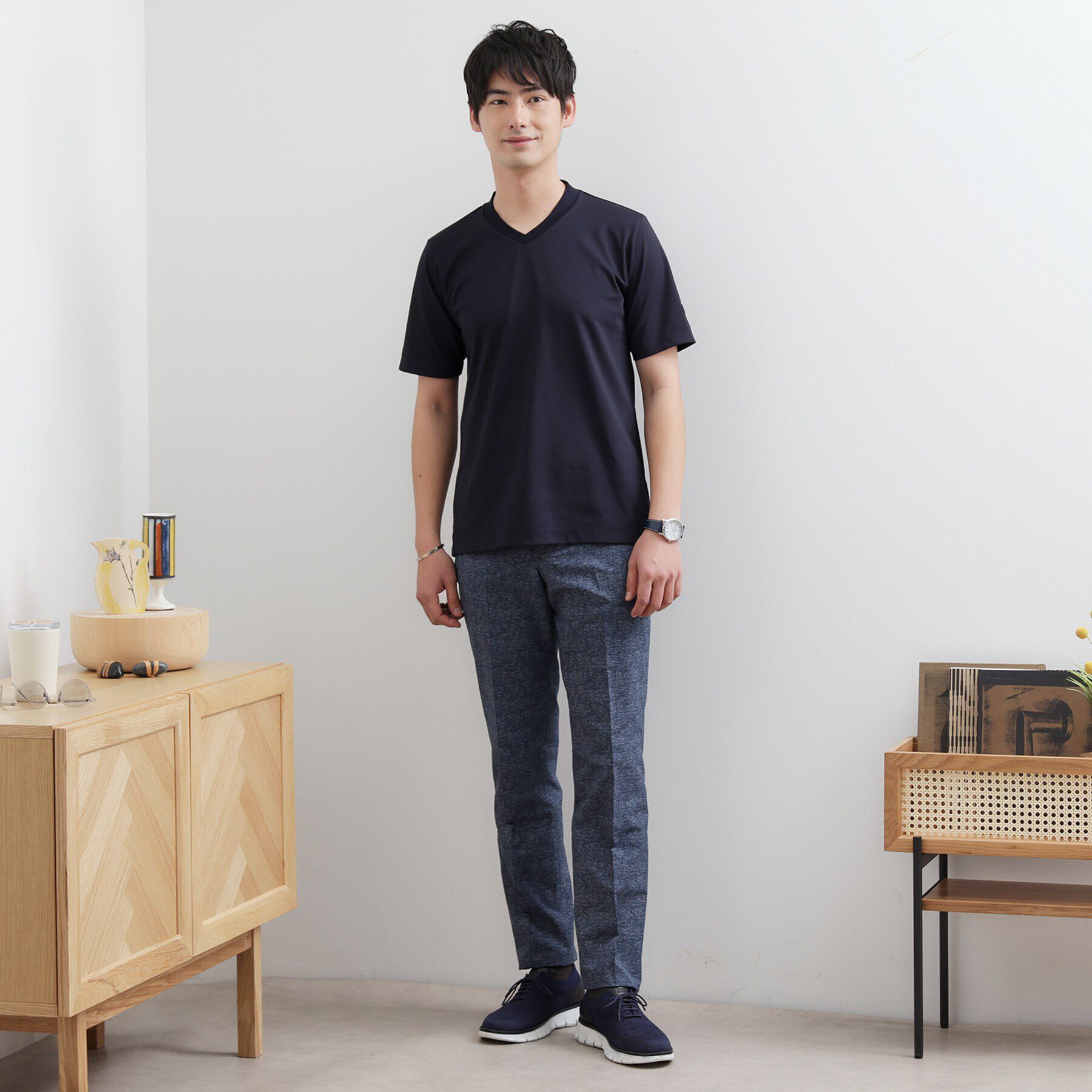 TAKEO KIKUCHI「テーラードジャージ Vネック」|Tシャツ・カットソー|