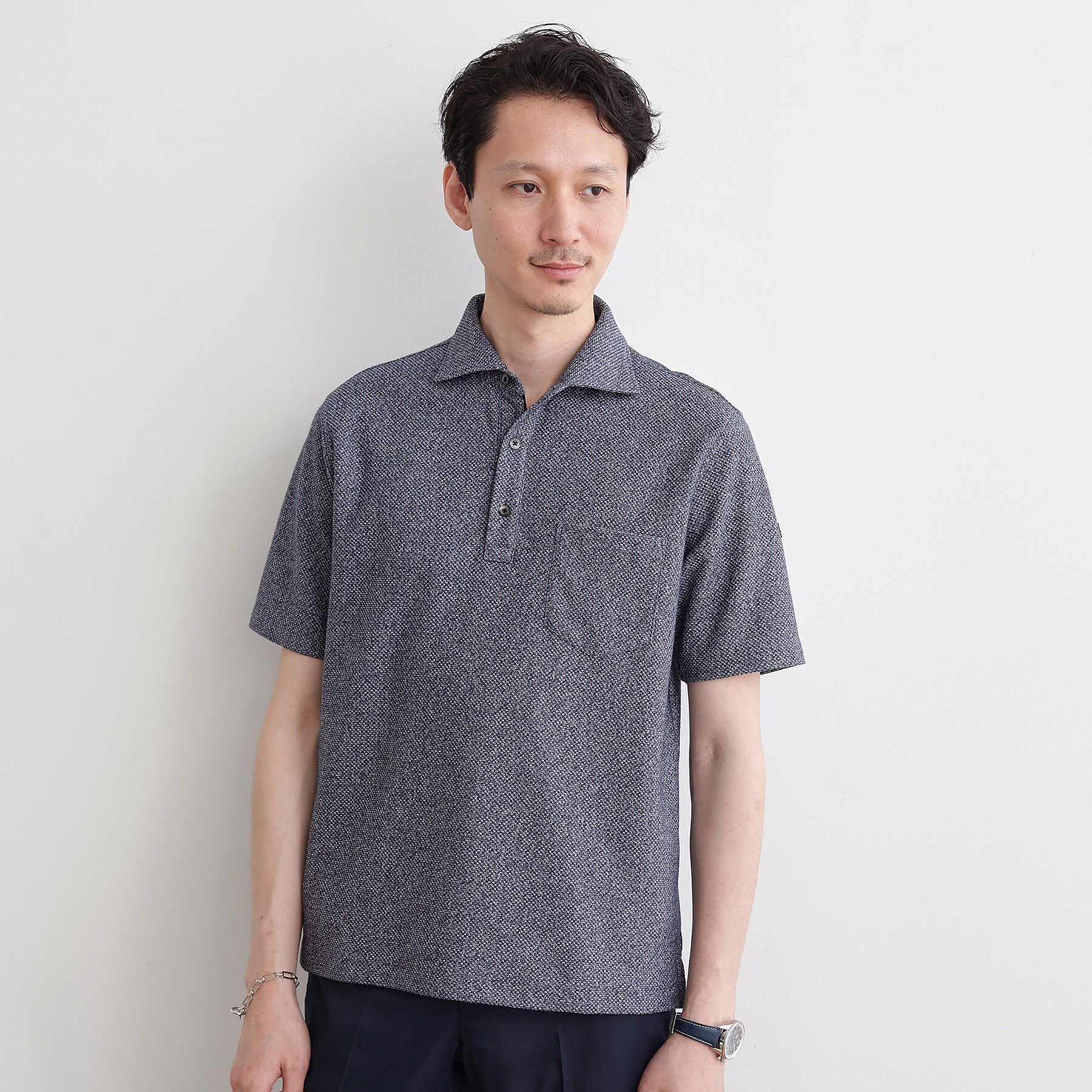 TAKEO KIKUCHI「【尾州織】メランジメッシュ ポロシャツ」|ポロシャツ|