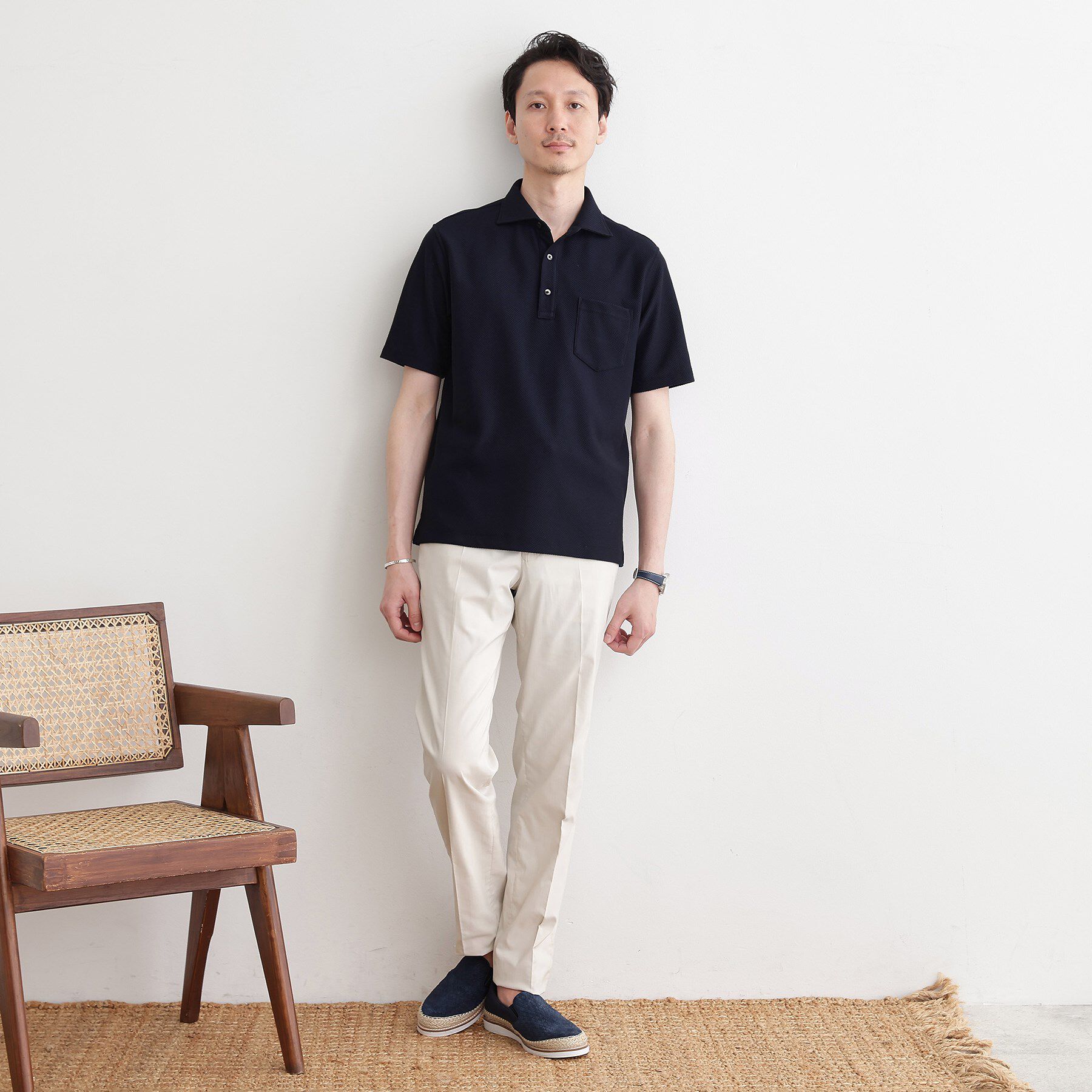 TAKEO KIKUCHI「【尾州織】メランジメッシュ ポロシャツ」|ポロシャツ|