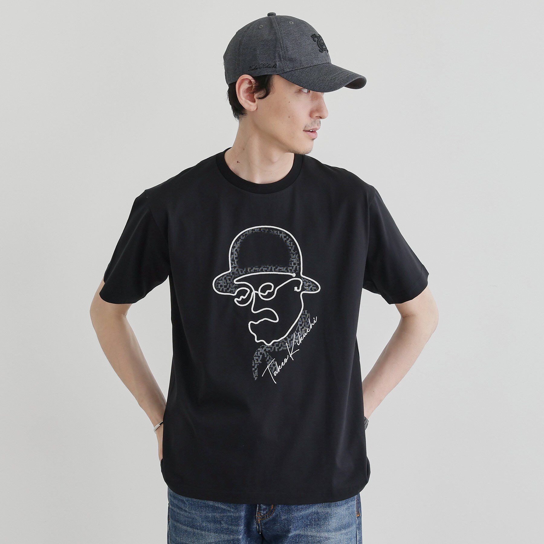 TAKEO KIKUCHI「【Sサイズ～】フェイスロープ刺繍 天竺Tシャツ」|Tシャツ・カットソー|ブラック(019)