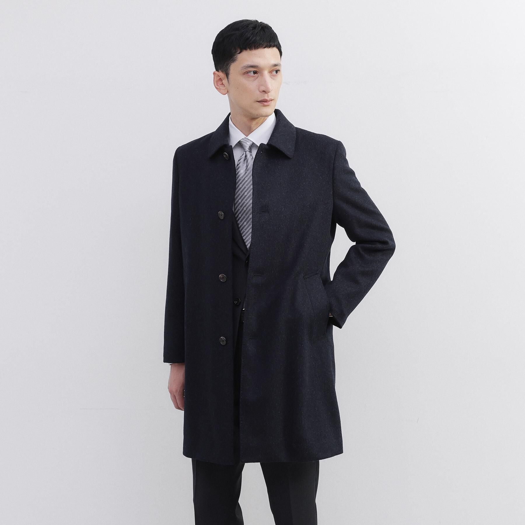 TAKEO KIKUCHI「カシミヤブレンド ビーバー調ステンカラーコート」|ステンカラーコート|