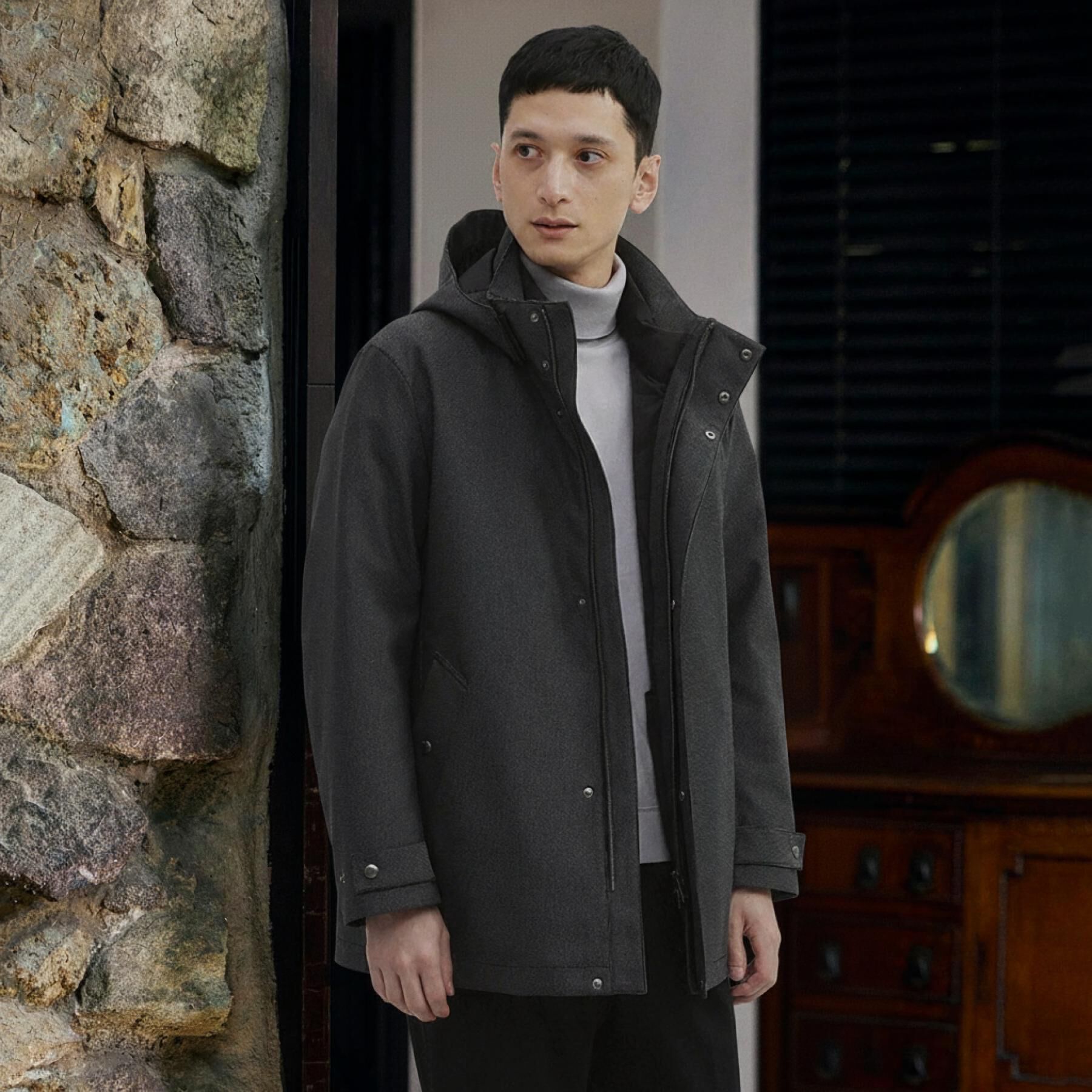 TAKEO KIKUCHI「【3WAY】ドビー ダウンライナー付ブルゾン」|ブルゾン・スタジャン|グレー(012)