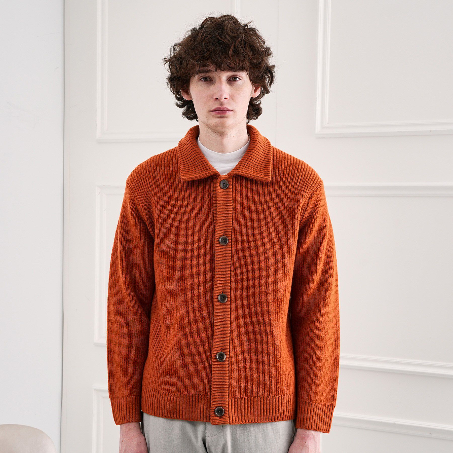 TAKEO KIKUCHI「タスマニアウール混畦編みカーディガン」|カーディガン|