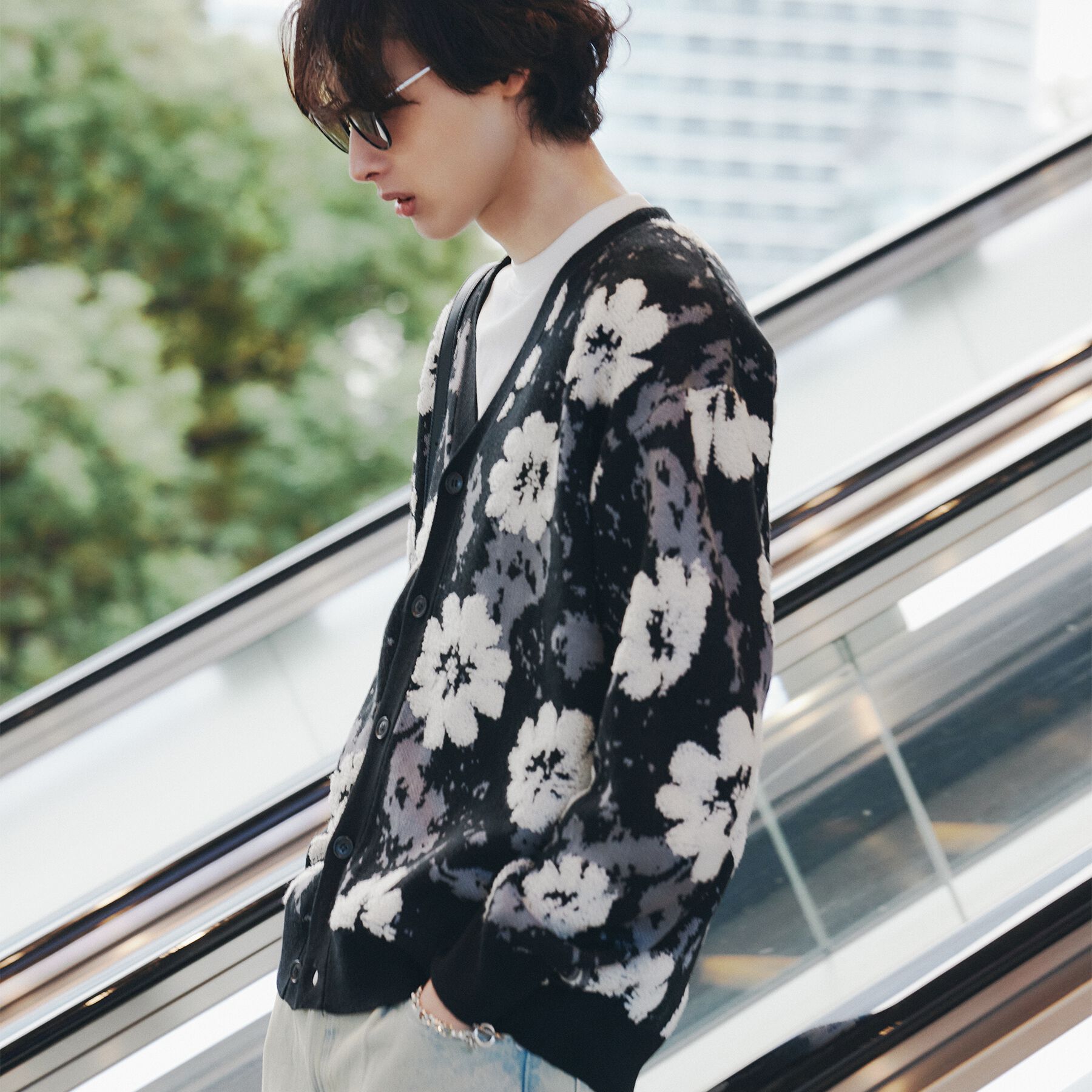 tk.TAKEO KIKUCHI「フラワージャカードカーディガン」|カーディガン|