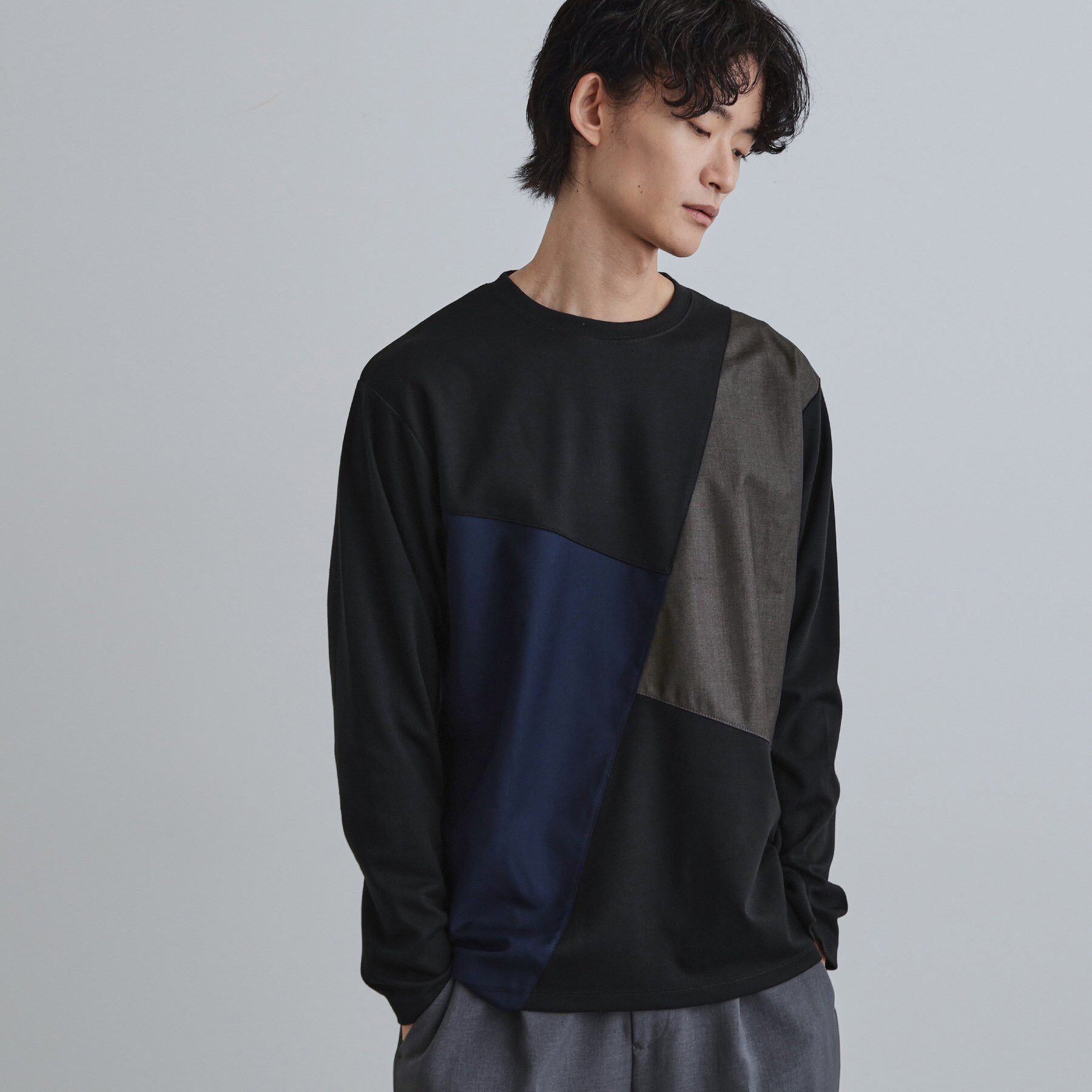 tk.TAKEO KIKUCHI「ブロックシャドー切替カットソー」|Tシャツ・カットソー|ブラック(019)