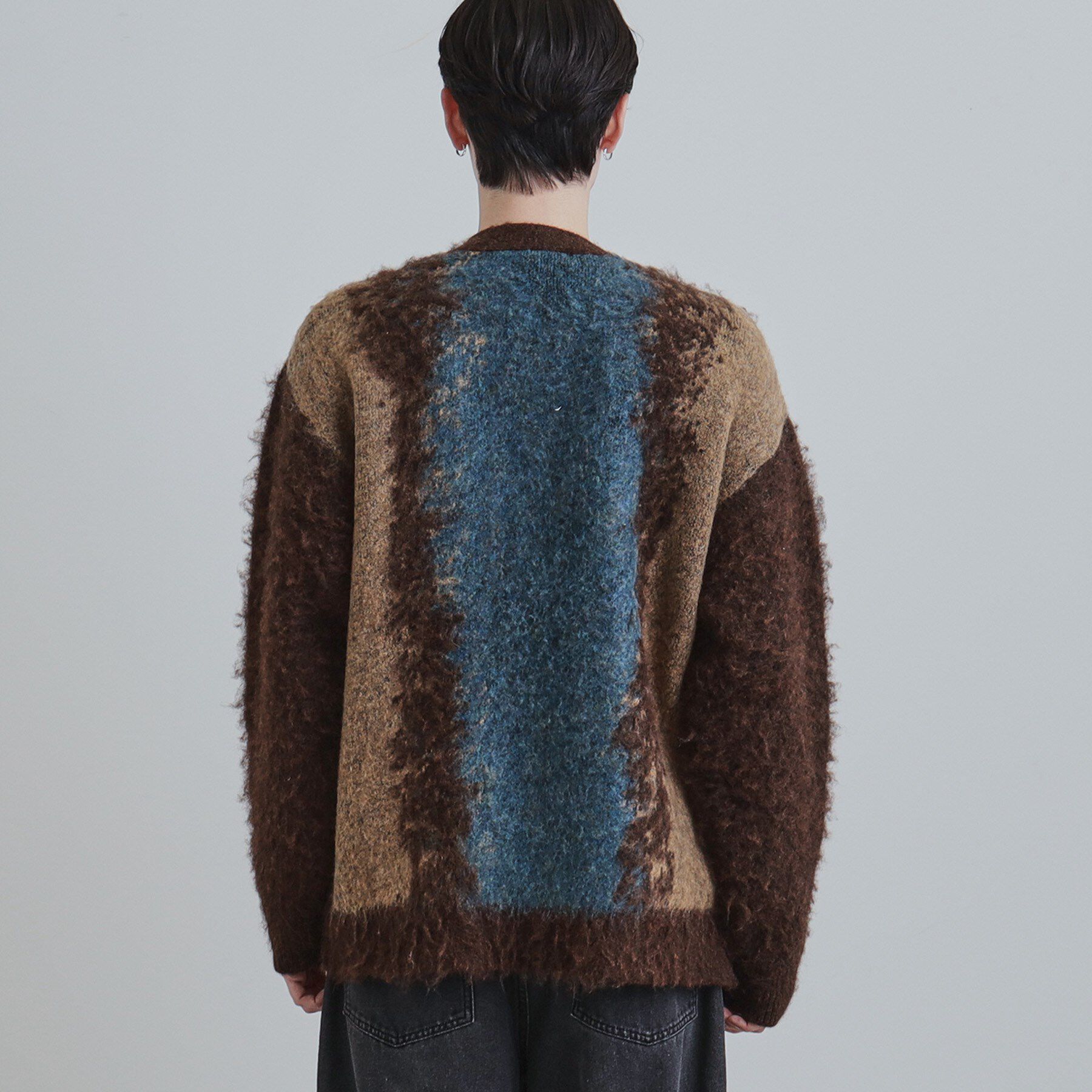 tk.TAKEO KIKUCHI「ボールドストライプシャギーニットVカーディガン」|カーディガン|