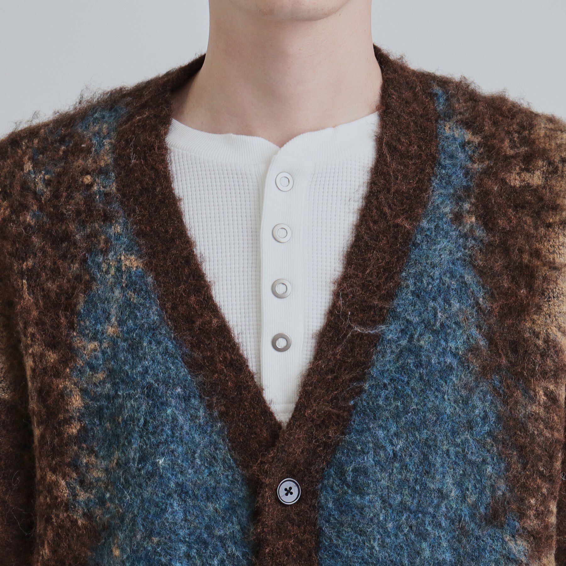 tk.TAKEO KIKUCHI「ボールドストライプシャギーニットVカーディガン」|カーディガン|