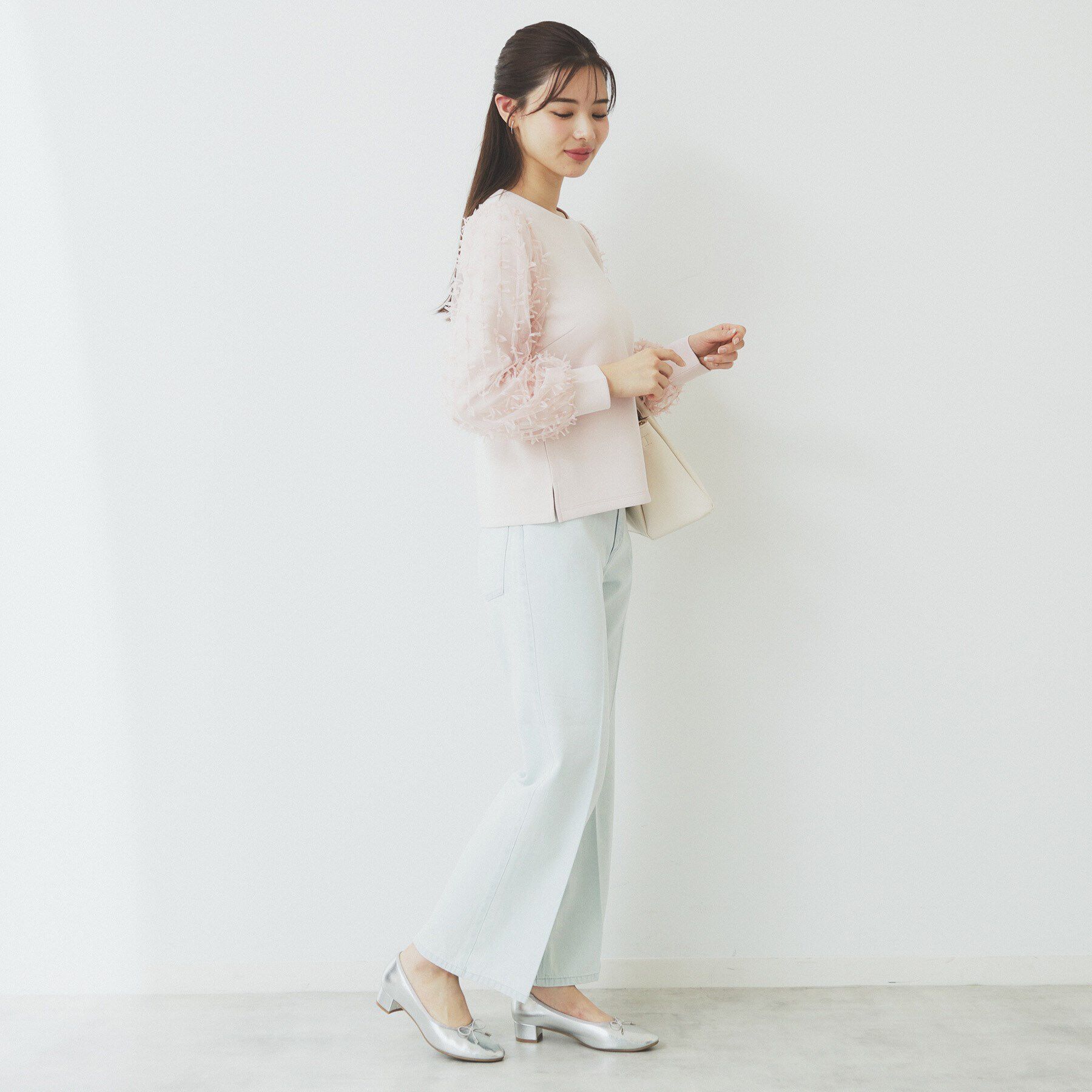 index「《美人百花掲載》リボンチュールトップス【洗濯機洗い可】」|Tシャツ・カットソー|