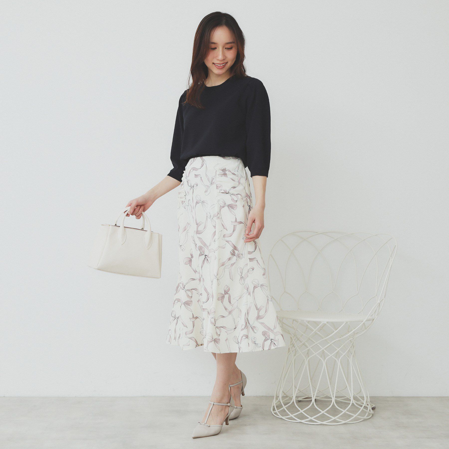 index「《7色展開/XS-LLサイズ》クルーネックデザインスリーブニット【洗濯機洗い可】」|ニット・セーター|