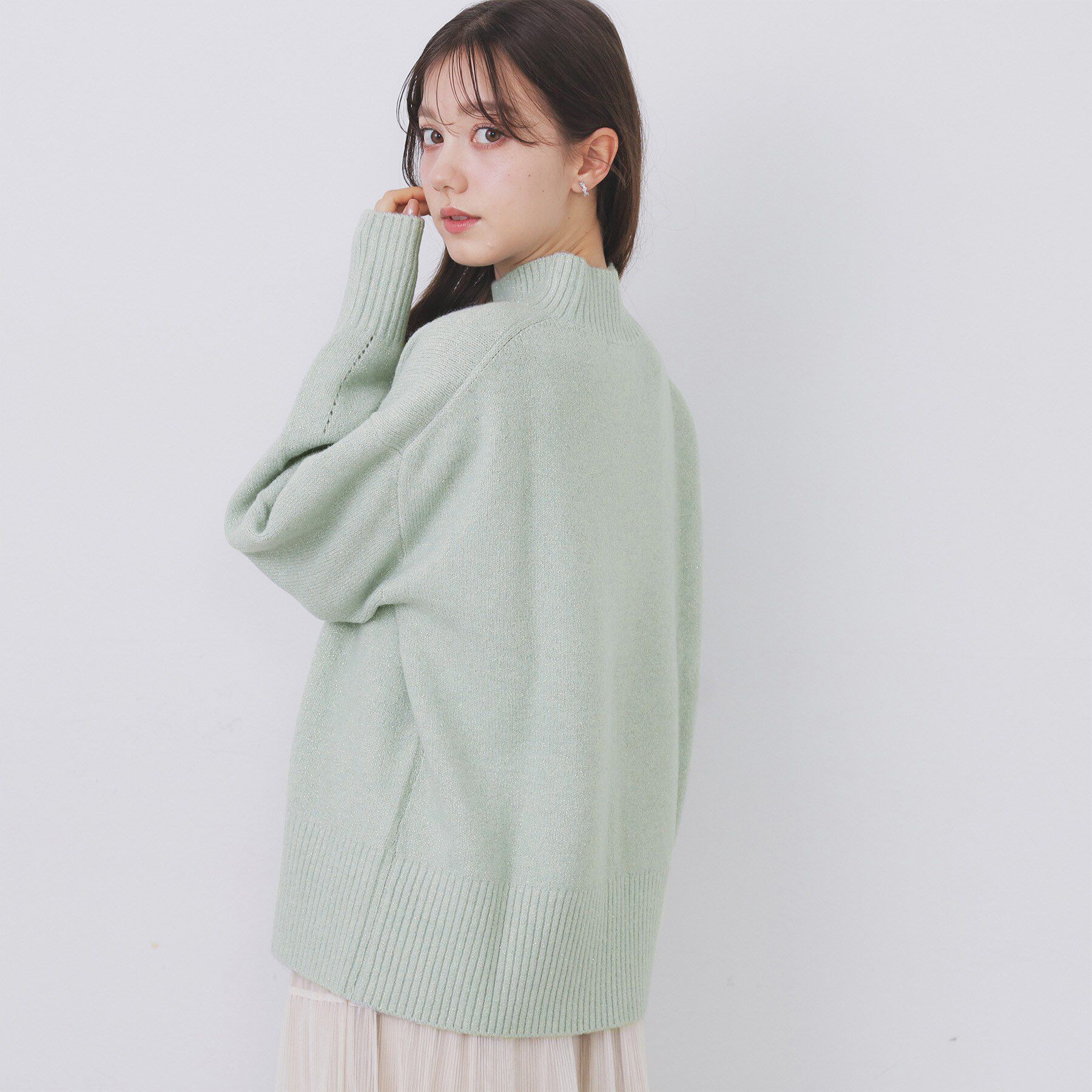 index「選べる2丈 ハイネックカラーミックスラメニット【洗濯機OK】」|ニット・セーター|