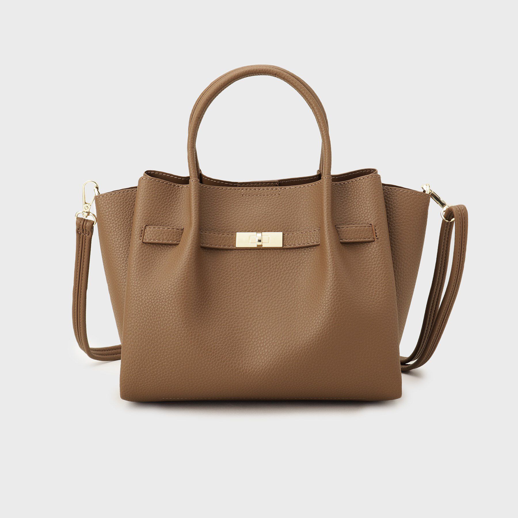 OPAQUE.CLIP「【軽量/2WAY/通勤対応】フロントベルトデザインミドルトートバッグ」|ショルダー・メッセンジャー|