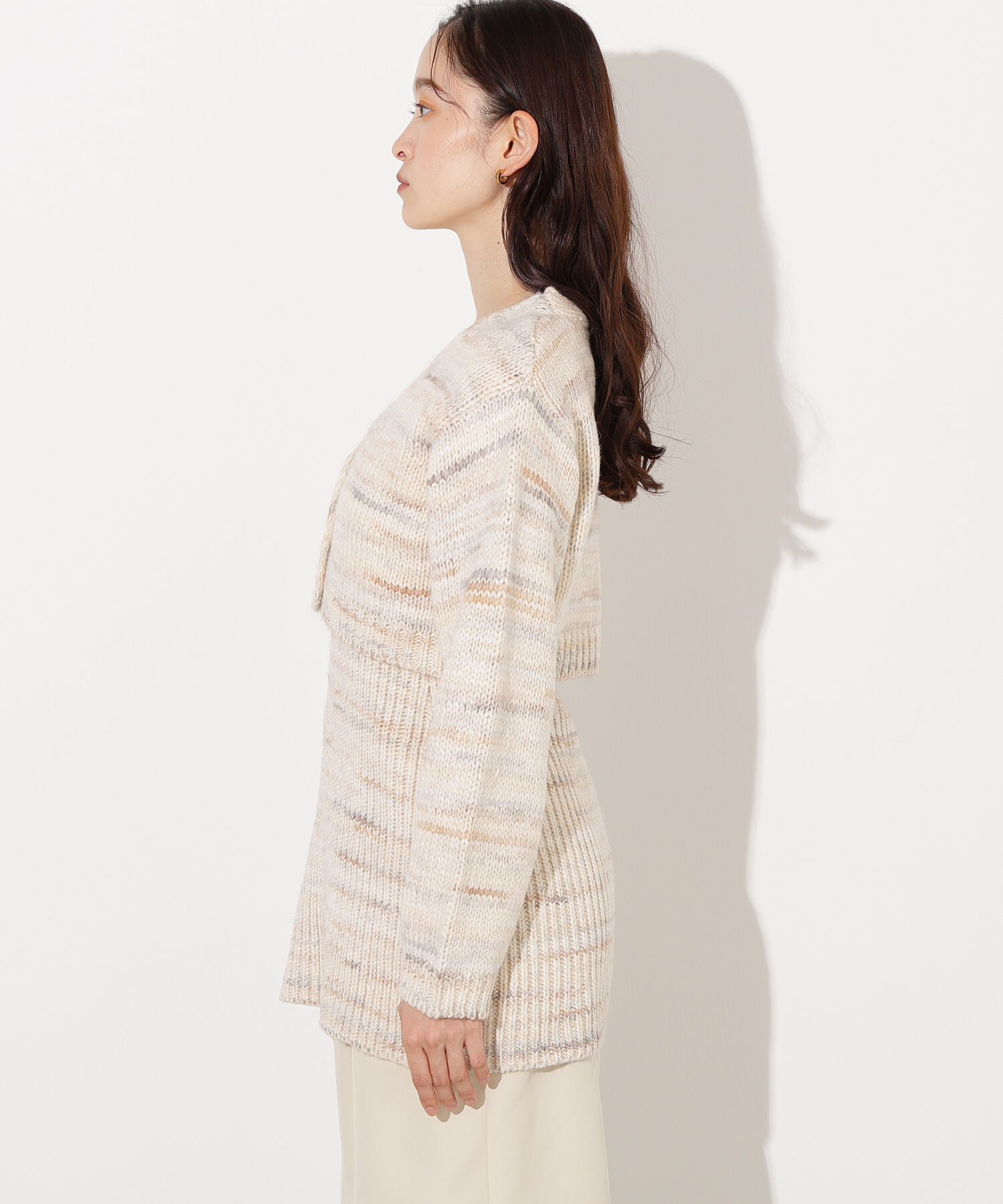  「ミックスカラーチュニック＆ショートカーディガン」|ニット・セーター|