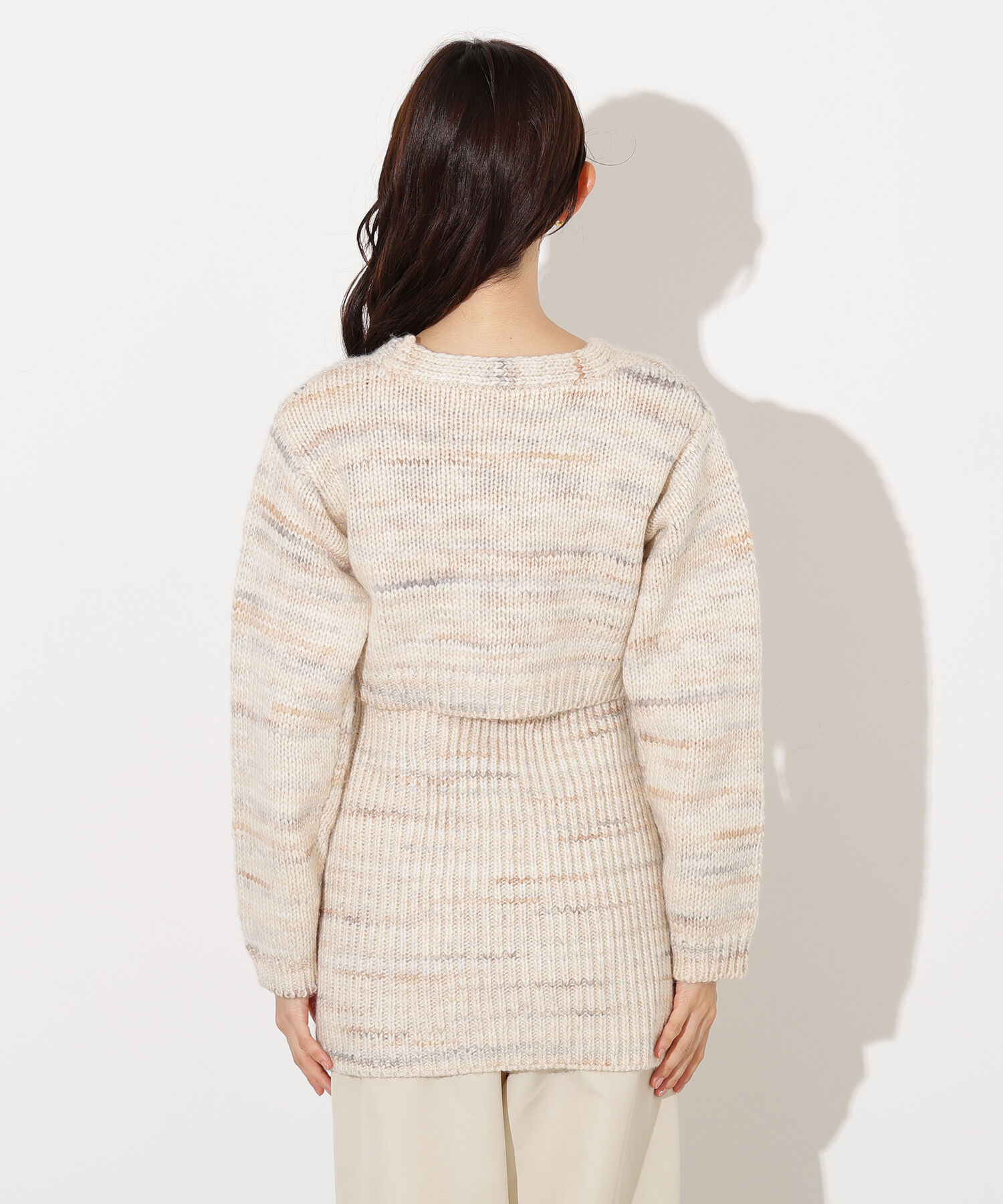  「ミックスカラーチュニック＆ショートカーディガン」|ニット・セーター|