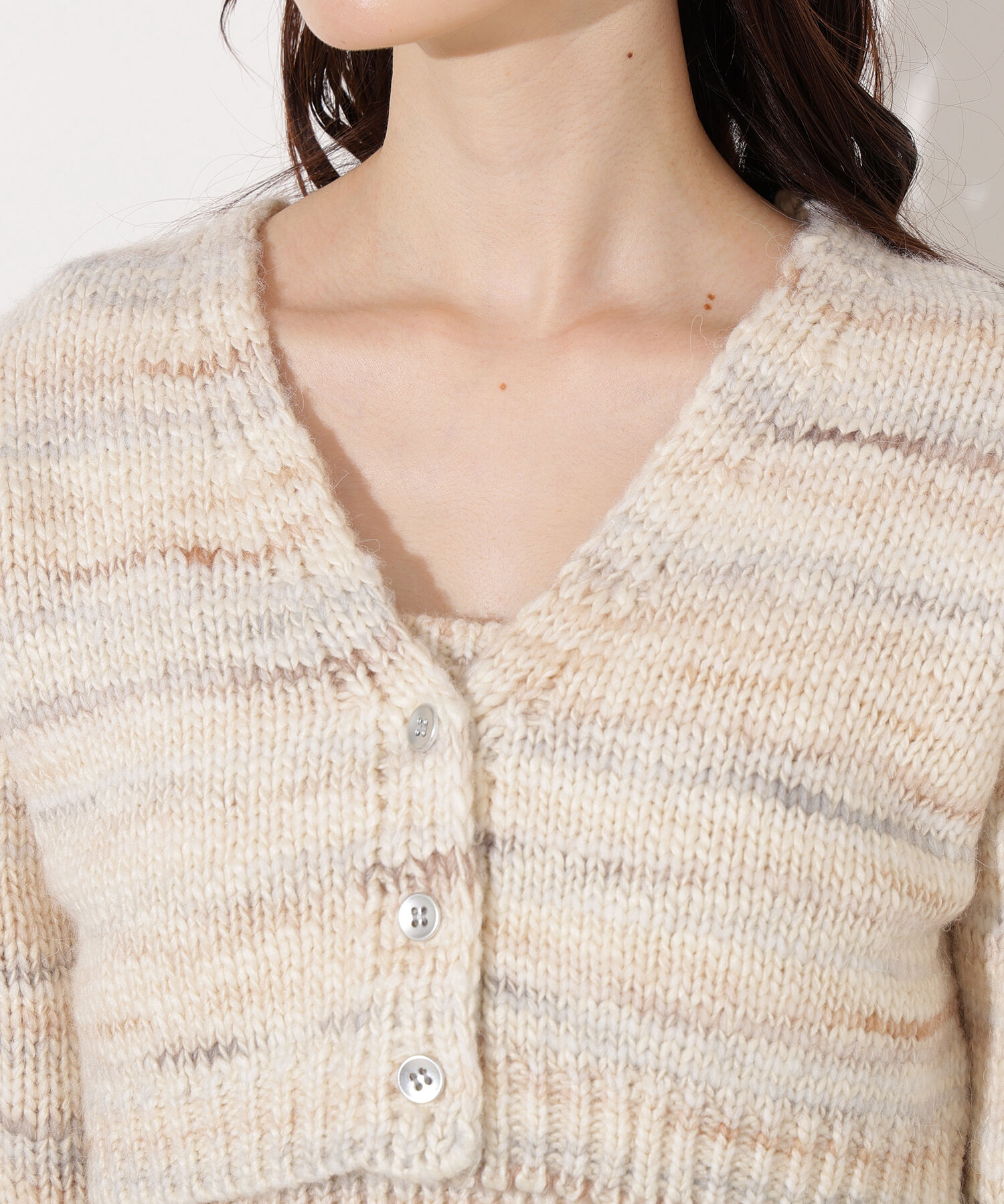  「ミックスカラーチュニック＆ショートカーディガン」|ニット・セーター|