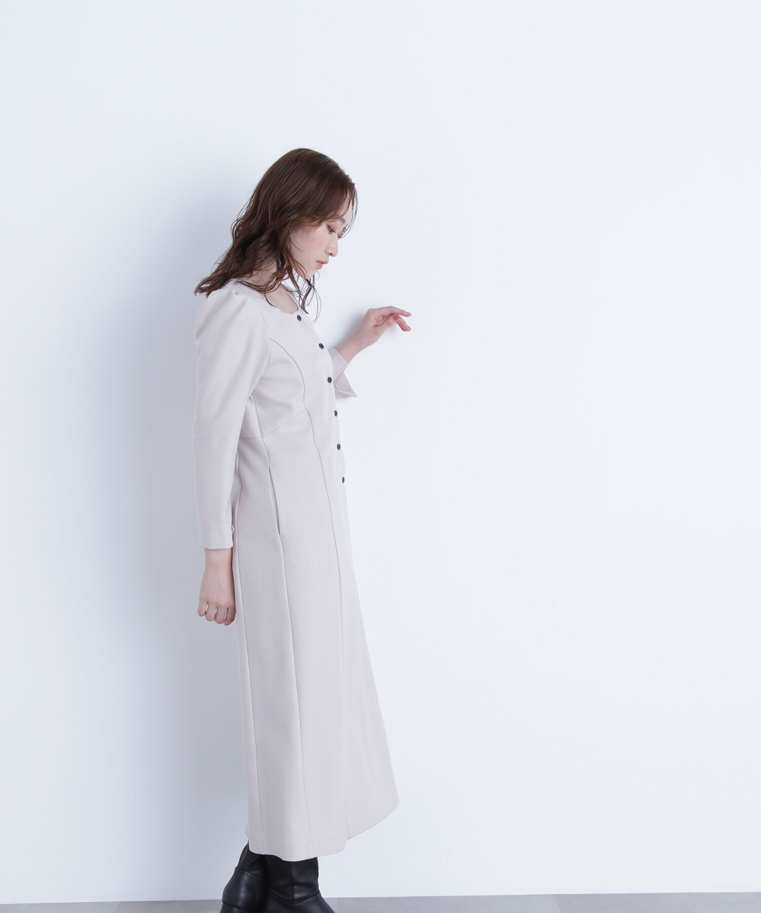  「バイカラーボタンナローワンピース」|ワンピース|