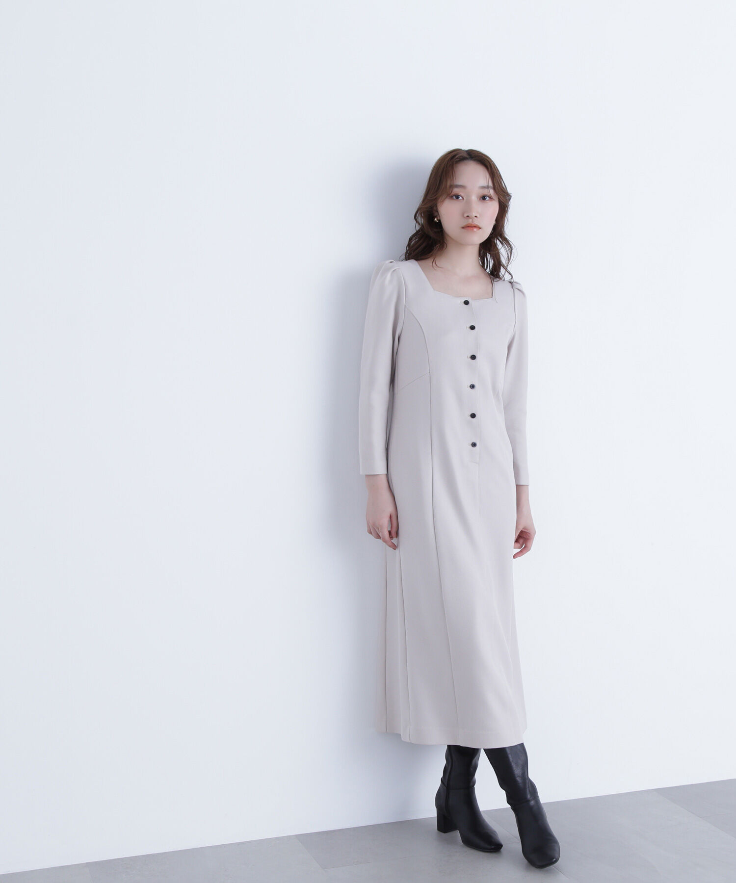  「バイカラーボタンナローワンピース」|ワンピース|