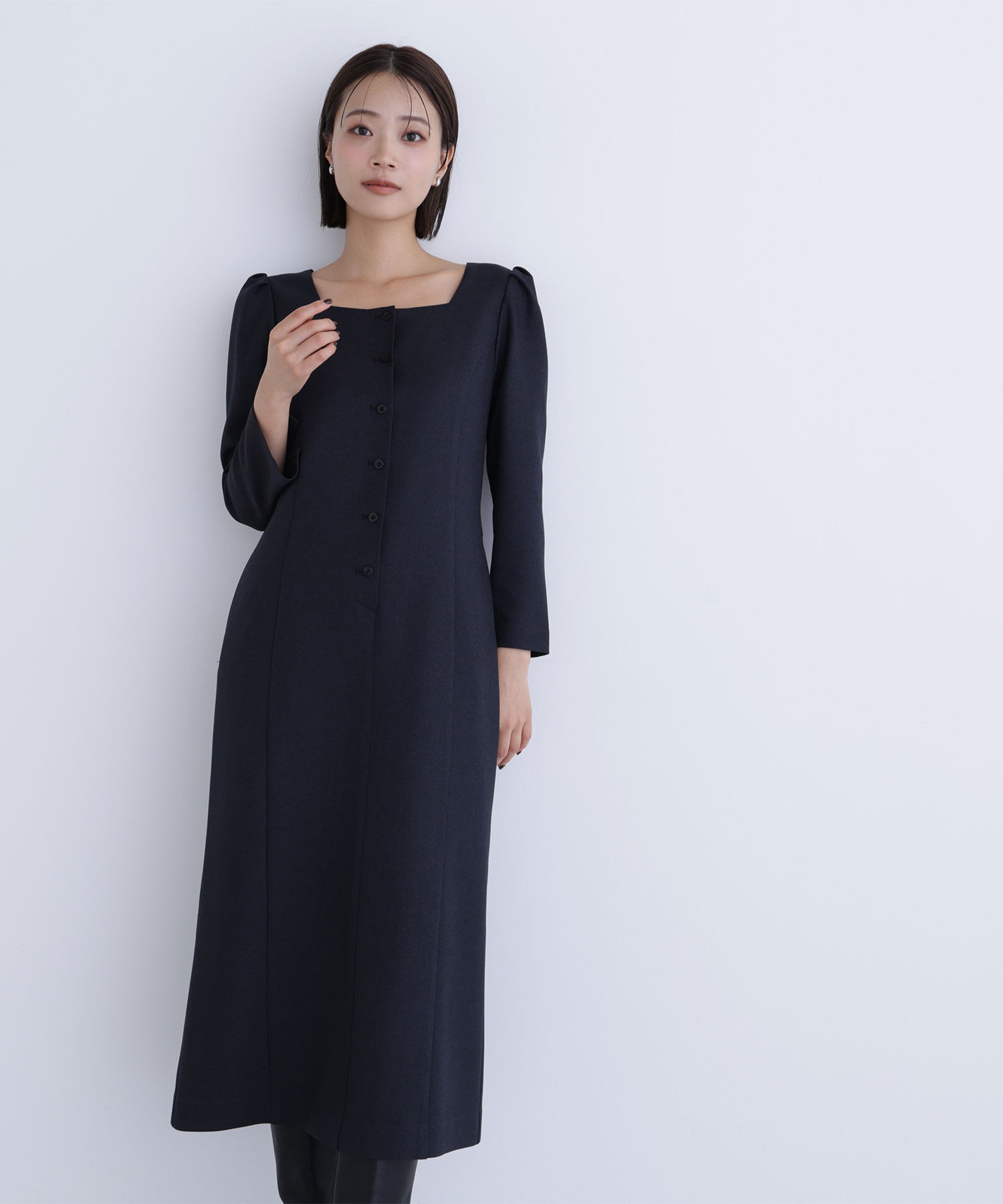  「バイカラーボタンナローワンピース」|ワンピース|