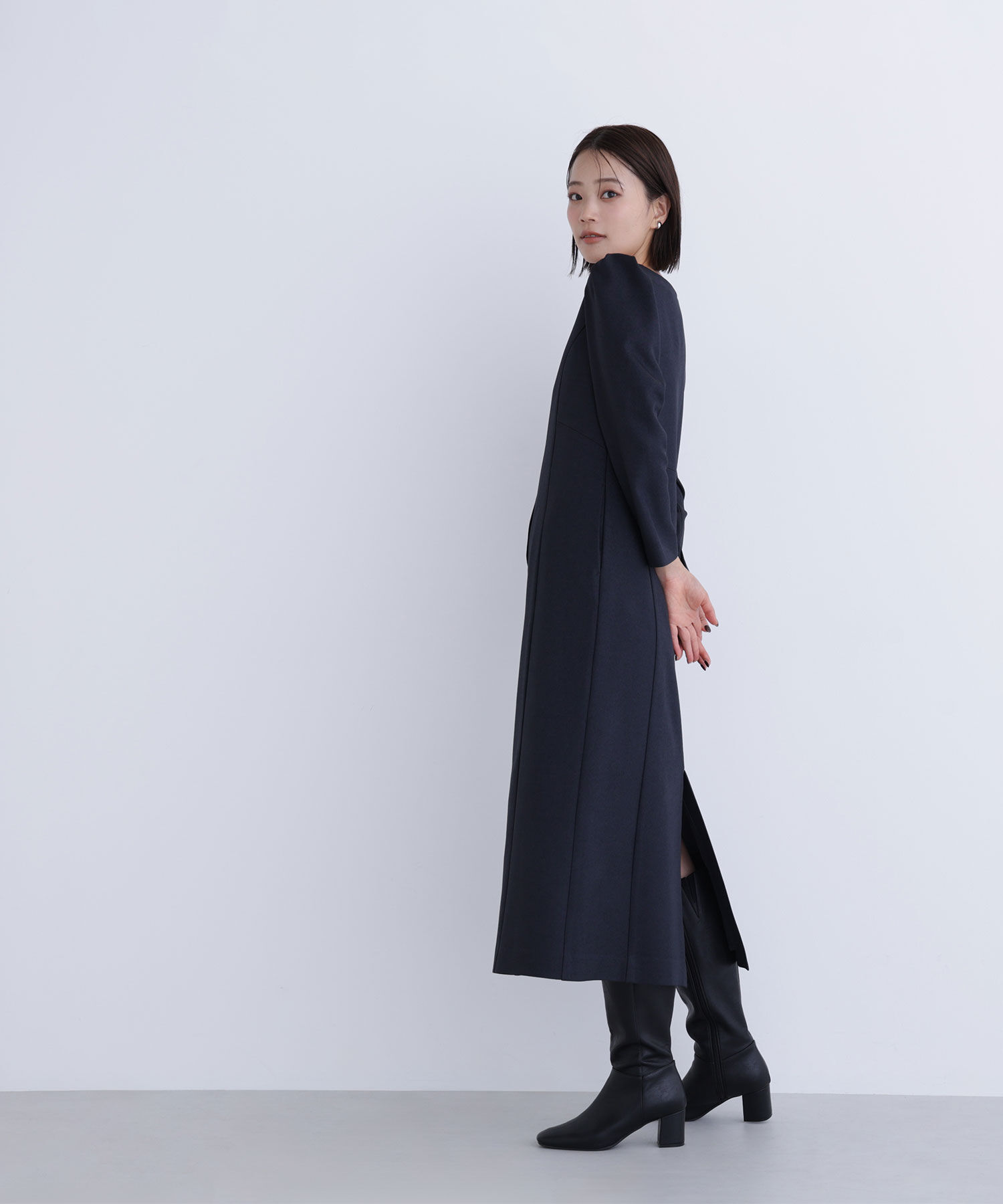  「バイカラーボタンナローワンピース」|ワンピース|