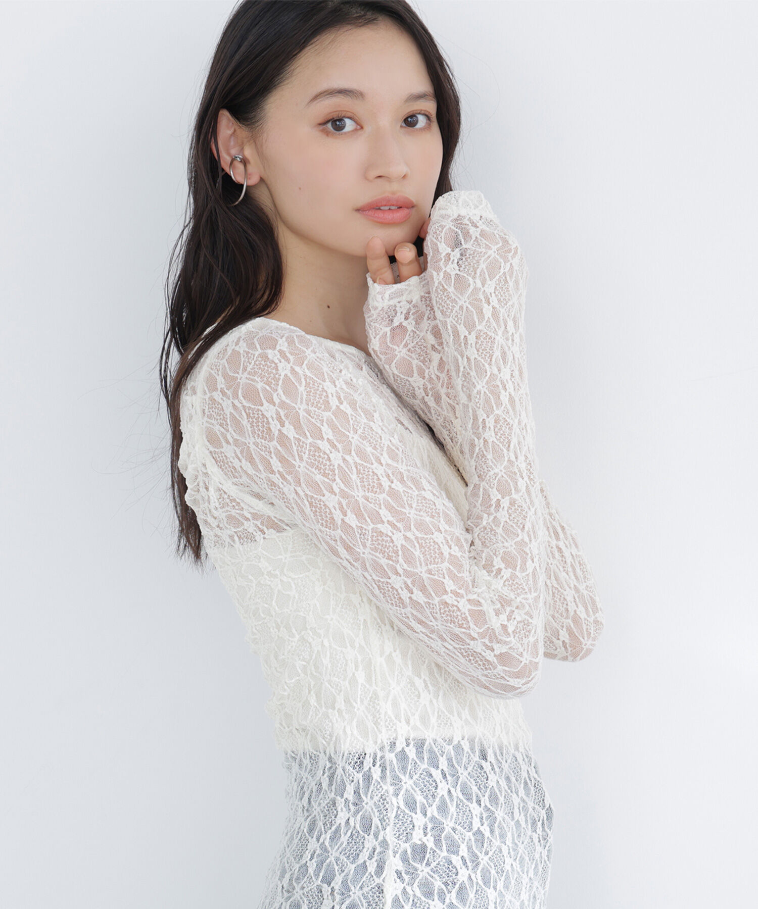  「レースドレープカットソー」|Tシャツ・カットソー|