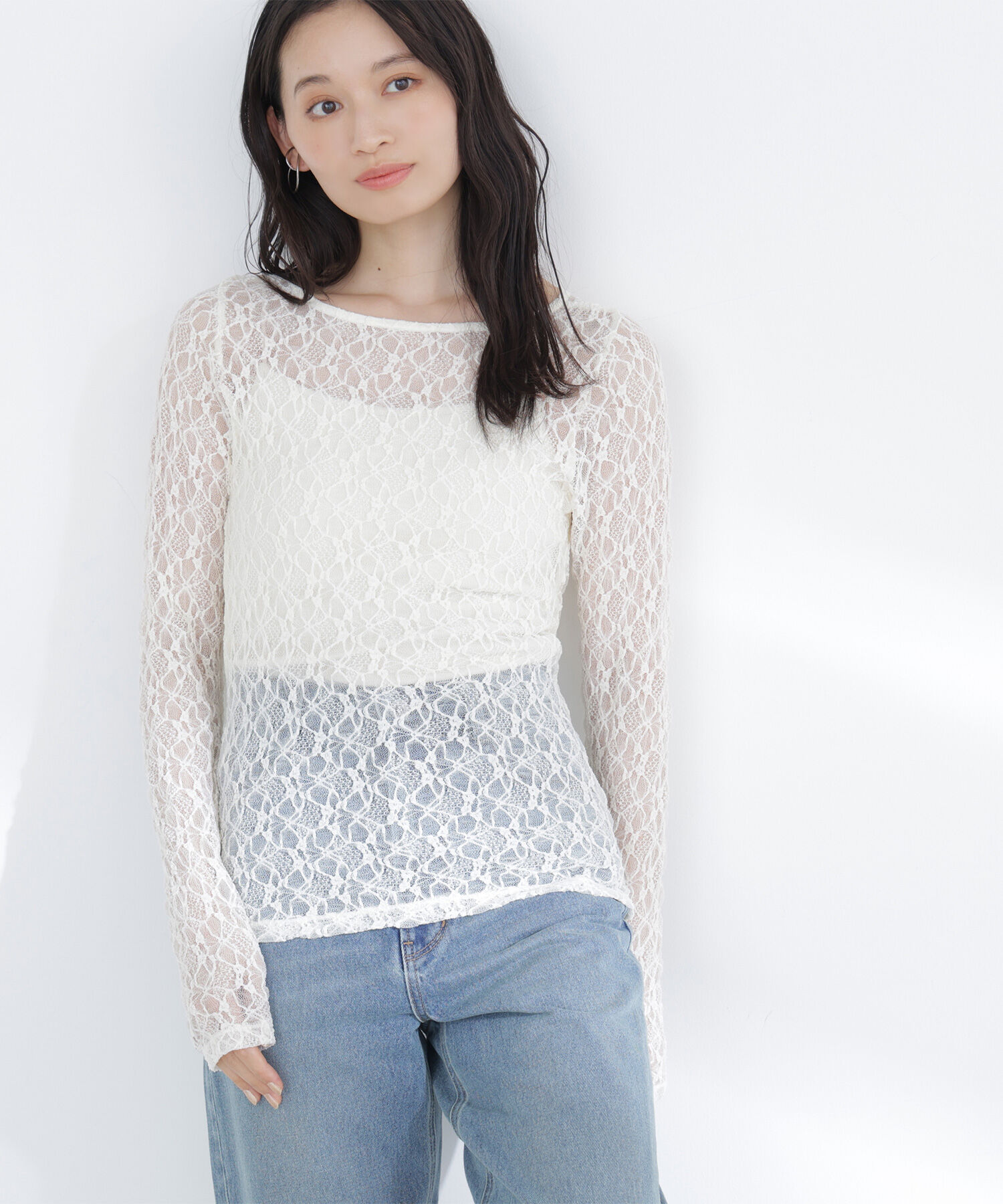  「レースドレープカットソー」|Tシャツ・カットソー|