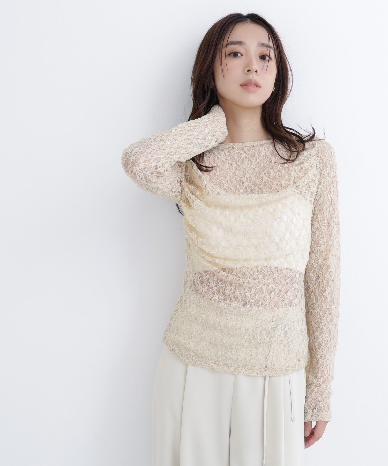  「レースドレープカットソー」|Tシャツ・カットソー|