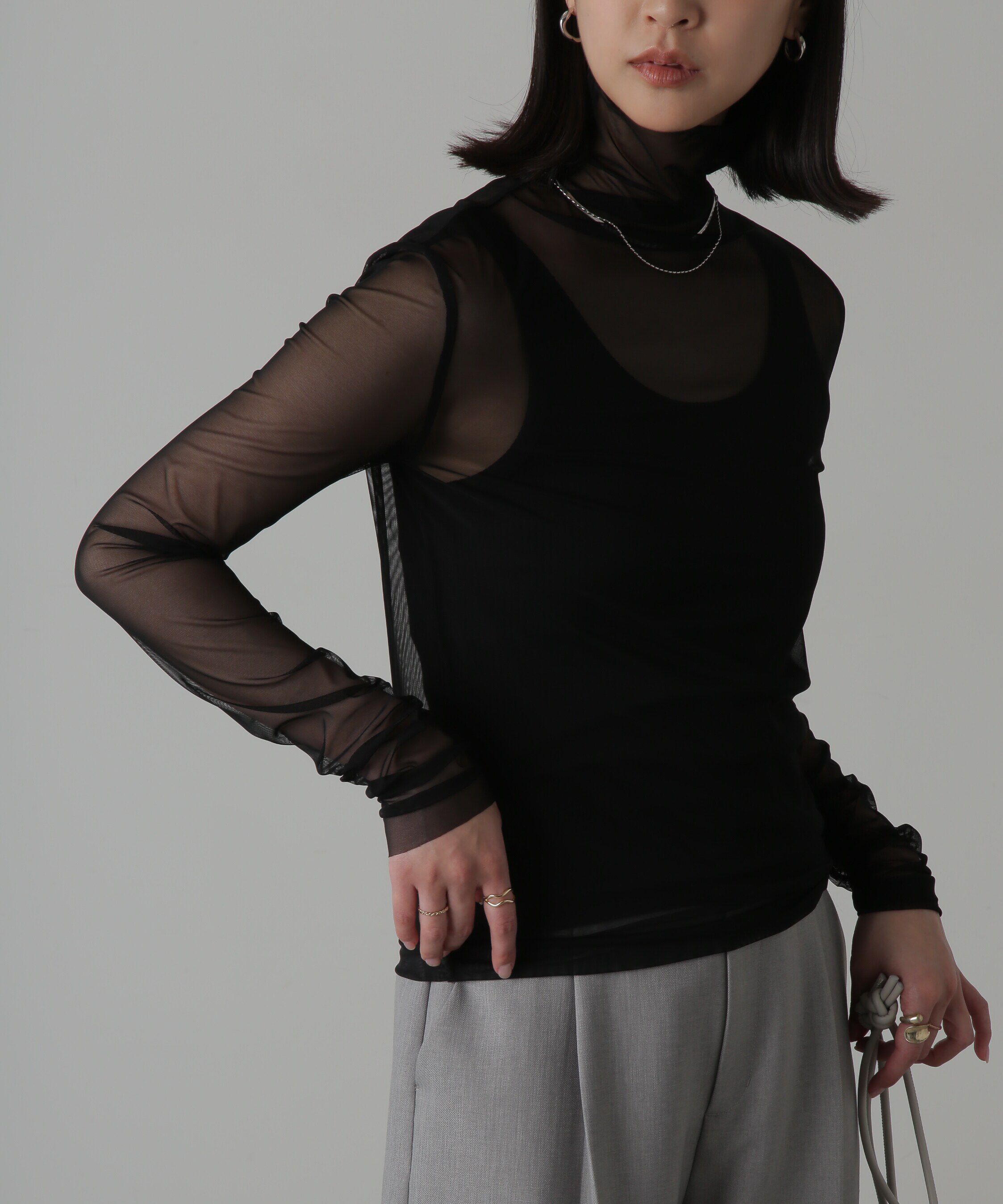  「シースルーハイネックカットソー」|Tシャツ・カットソー|