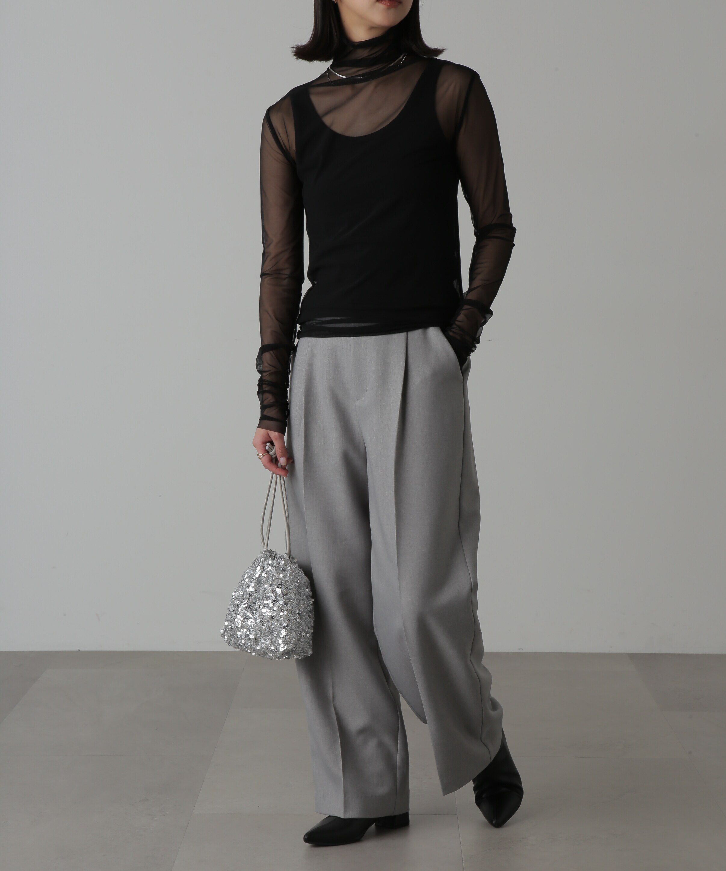  「シースルーハイネックカットソー」|Tシャツ・カットソー|