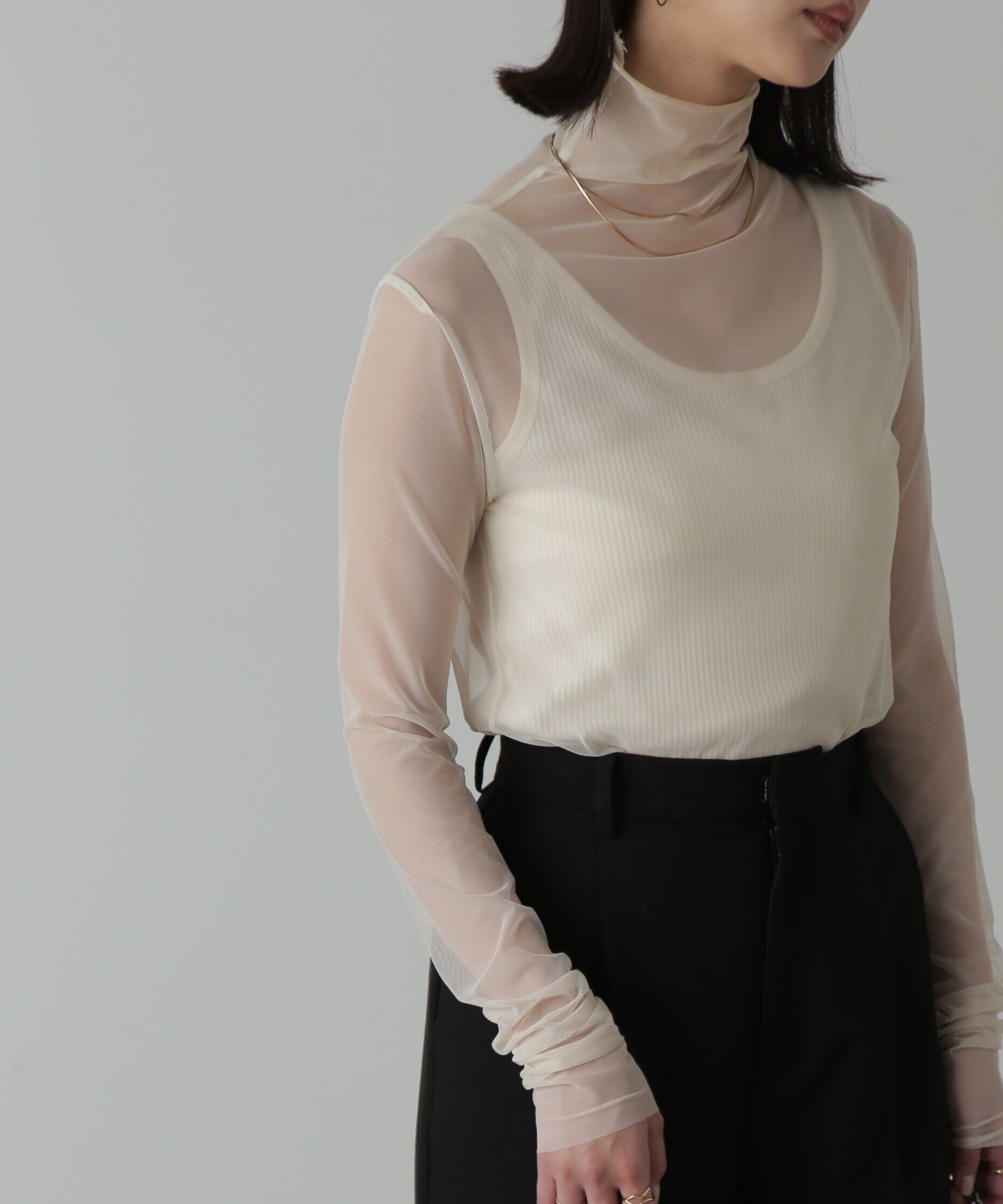  「シースルーハイネックカットソー」|Tシャツ・カットソー|