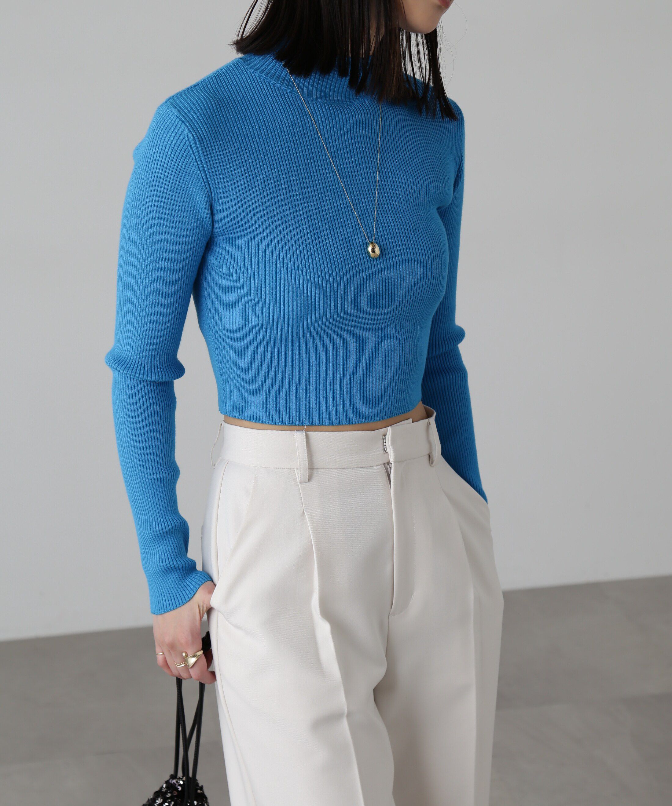  「ハイネックショート丈リブニット」|ニット・セーター|