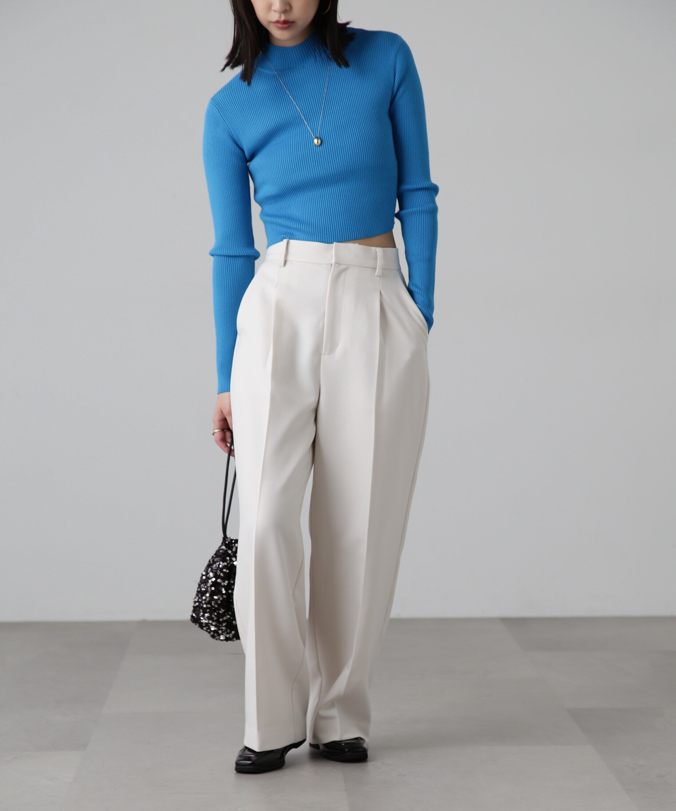  「ハイネックショート丈リブニット」|ニット・セーター|