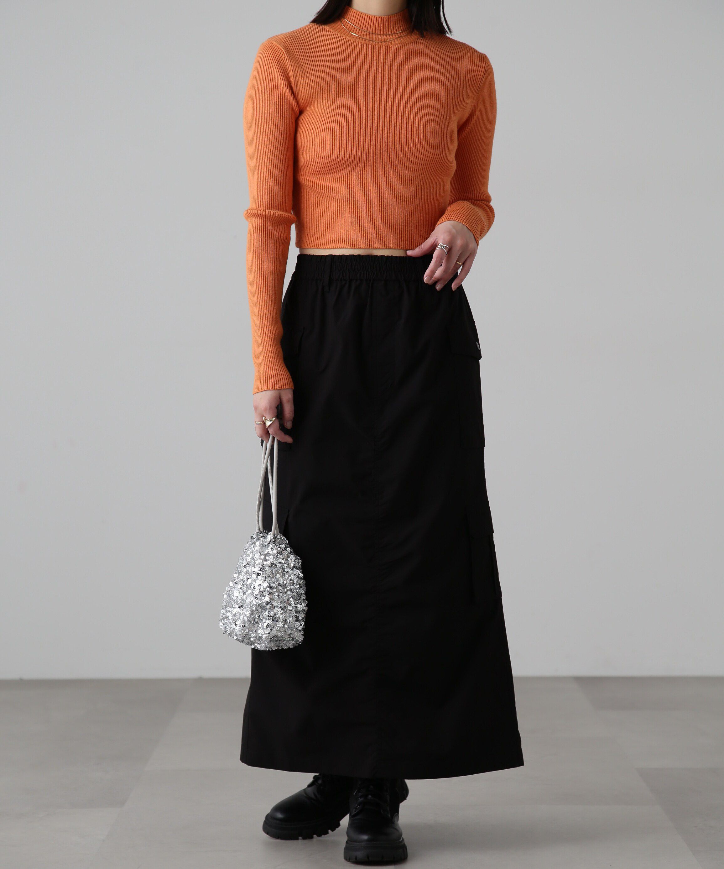  「ハイネックショート丈リブニット」|ニット・セーター|