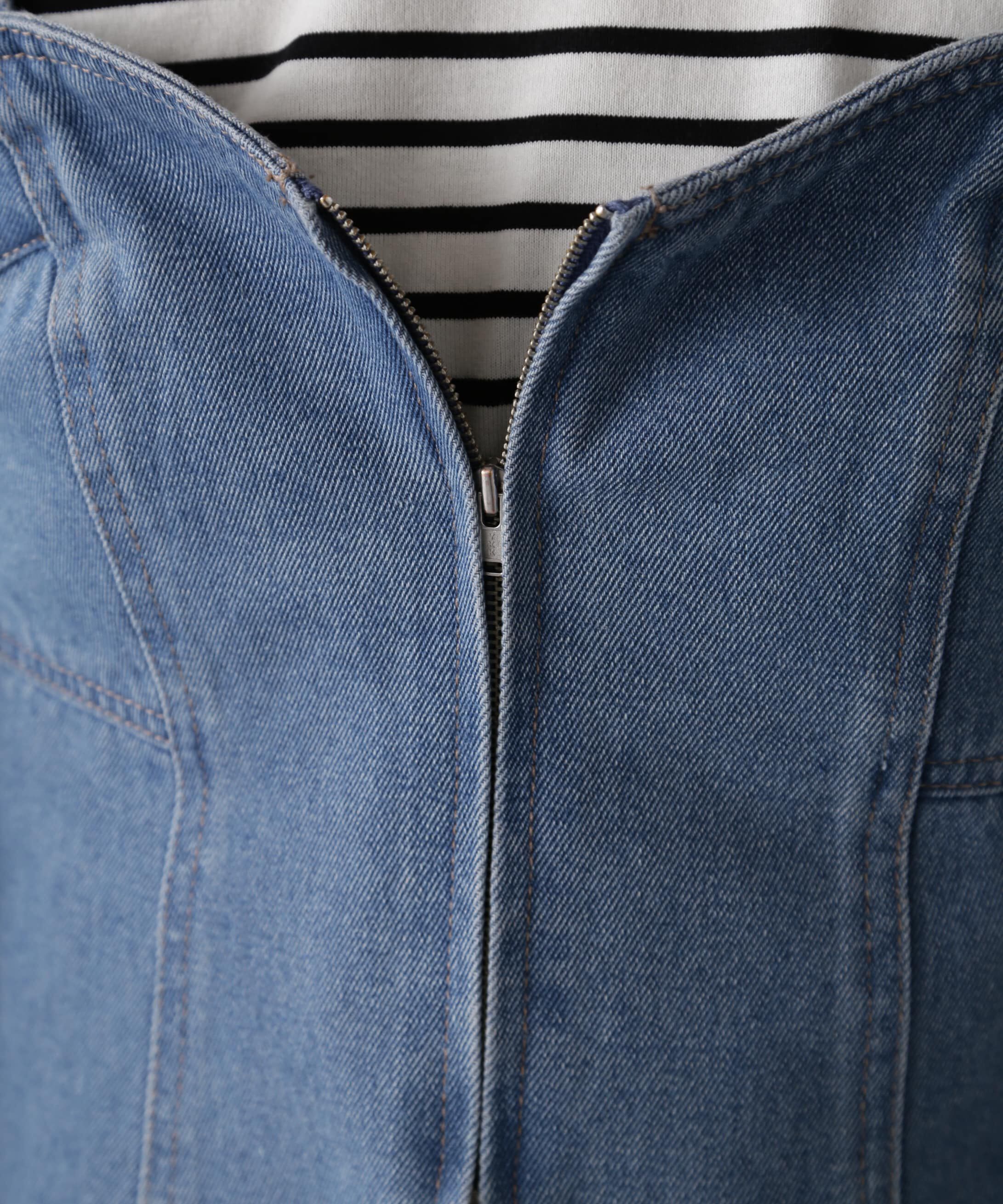  「フロントジップデニムキャミビスチェ」|シャツ・ブラウス|