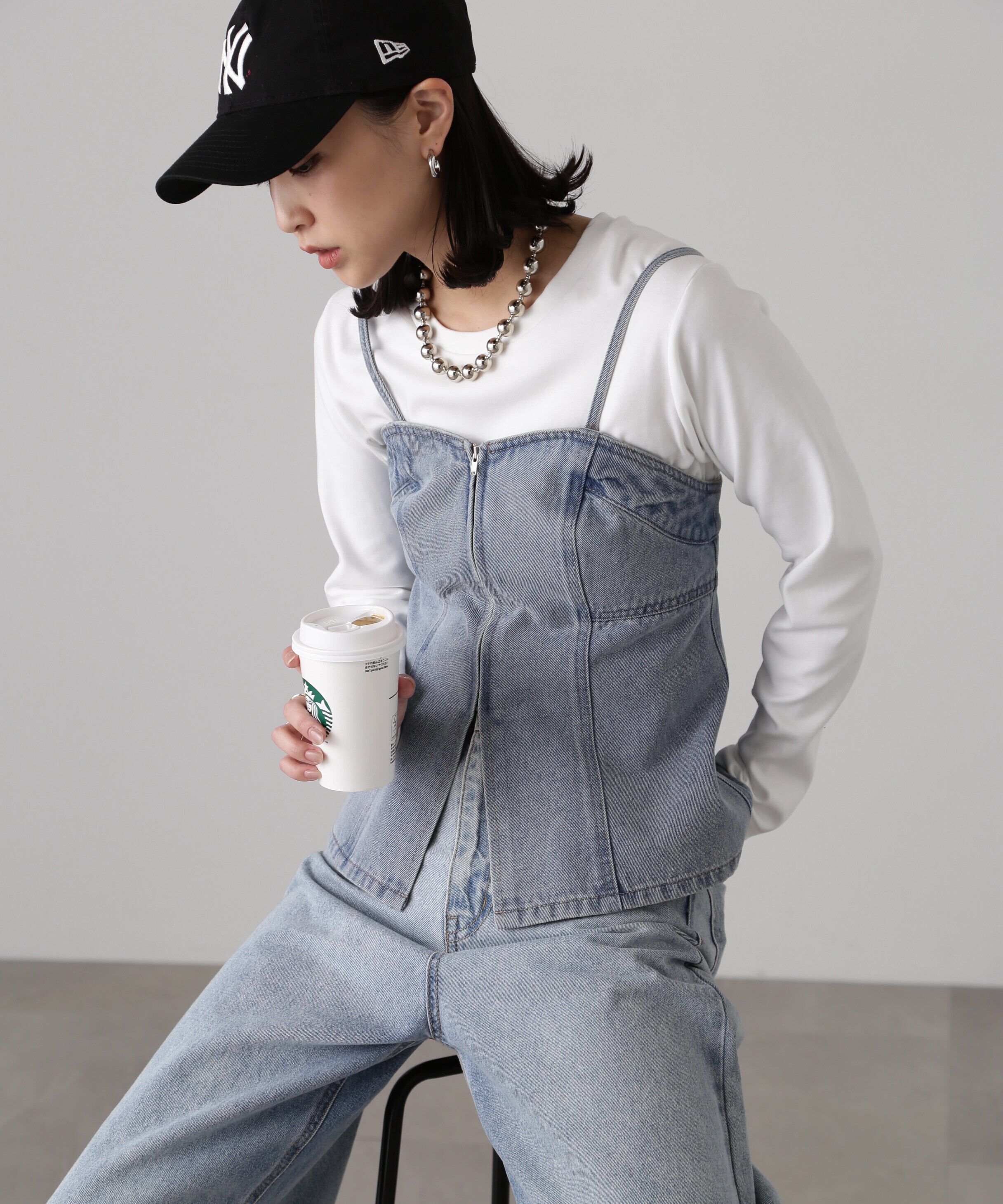  「フロントジップデニムキャミビスチェ」|シャツ・ブラウス|ハイブリーチ3