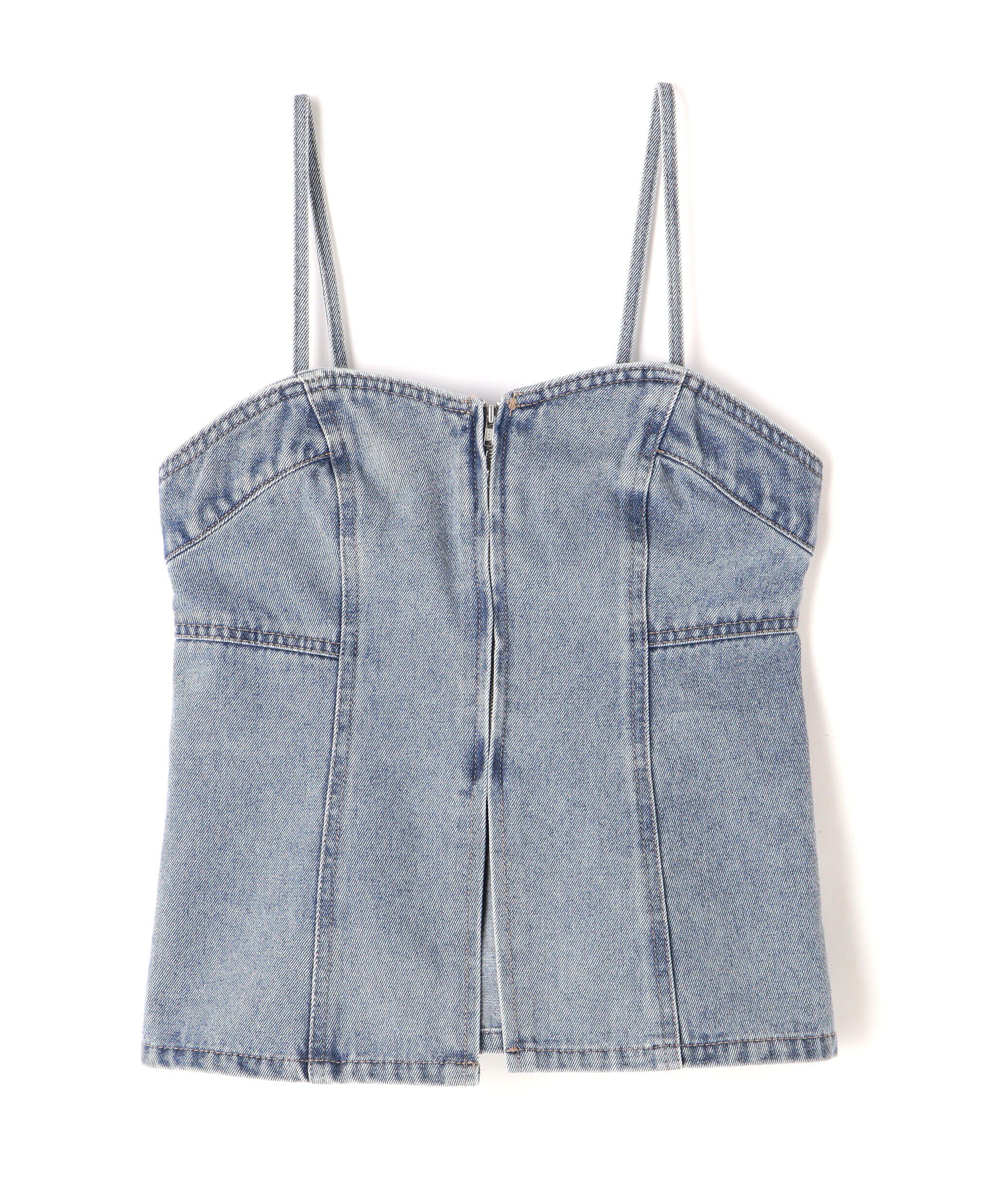  「フロントジップデニムキャミビスチェ」|シャツ・ブラウス|