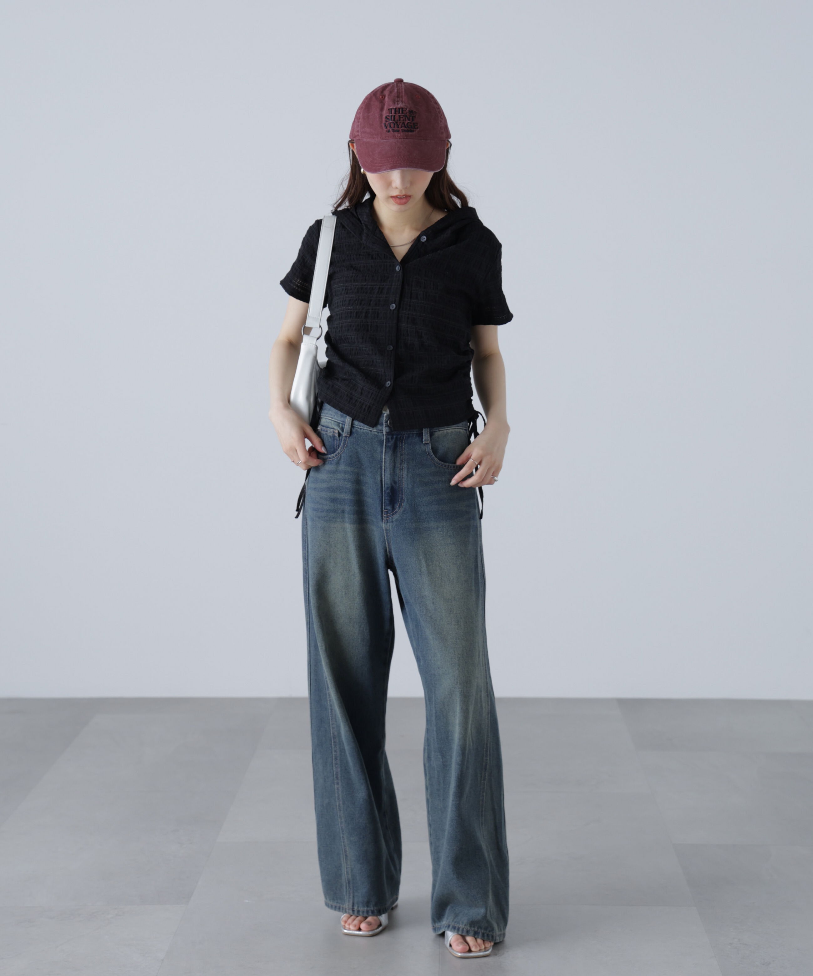  「シアーチェック短丈フードブラウス」|シャツ・ブラウス|