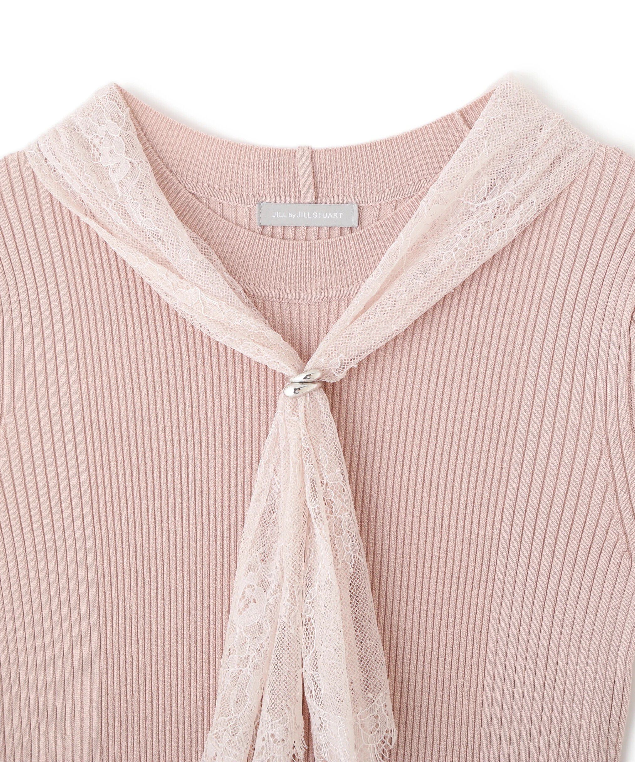  「レーススカーフ付ニットトップス」|ニット・セーター|