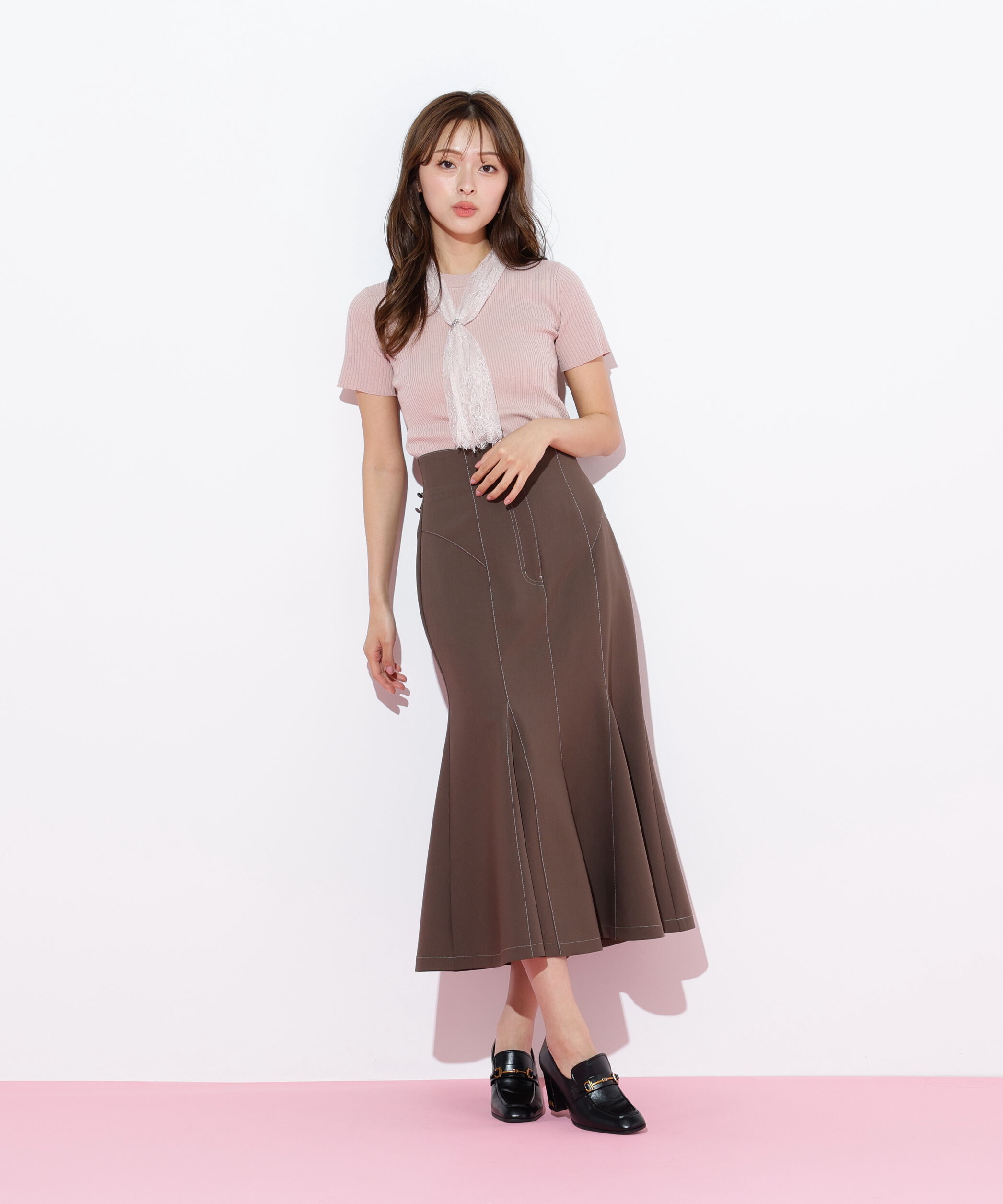  「レーススカーフ付ニットトップス」|ニット・セーター|